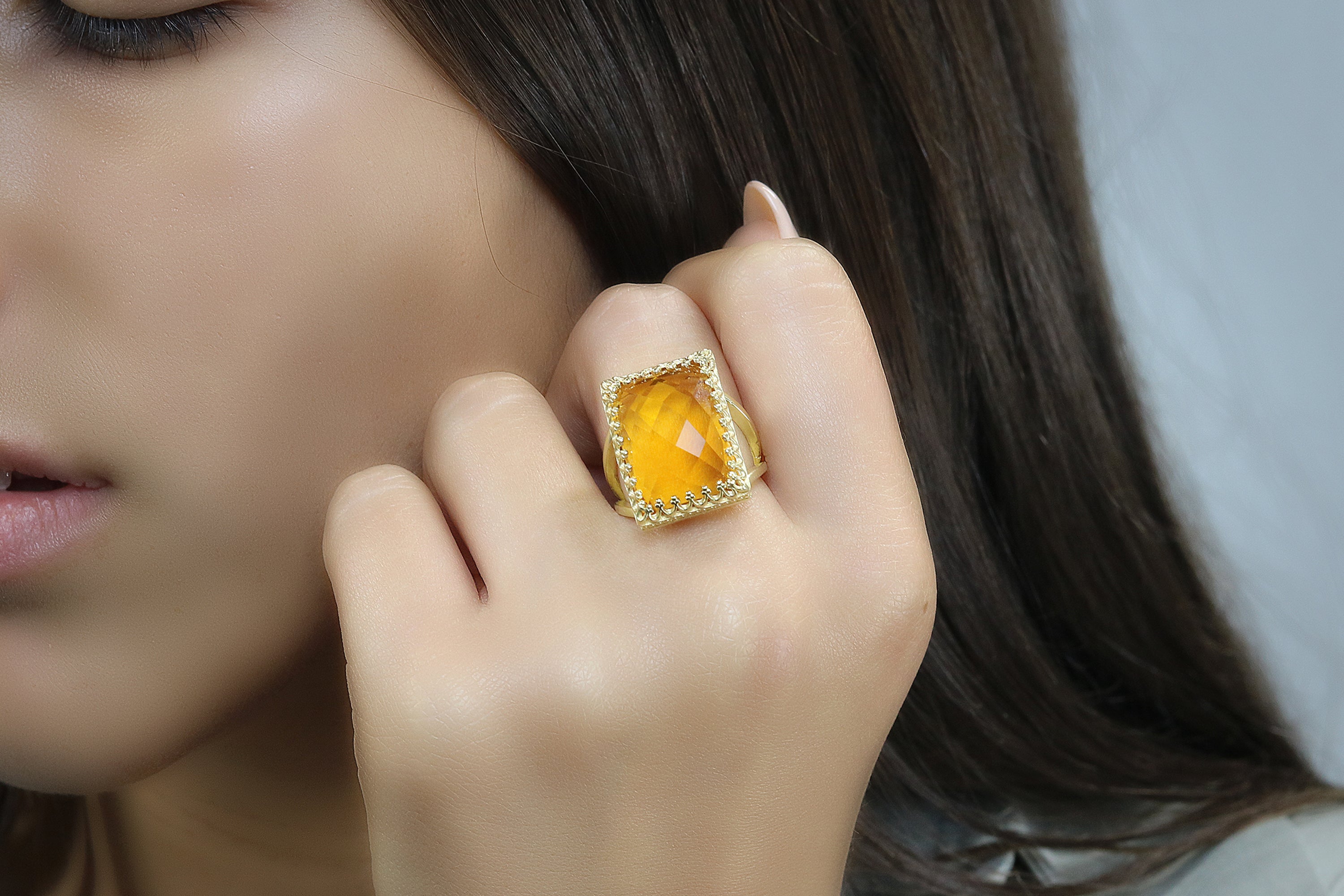 Citrine Ring in 925 Sterling Silver Rings Anemone Jewelry