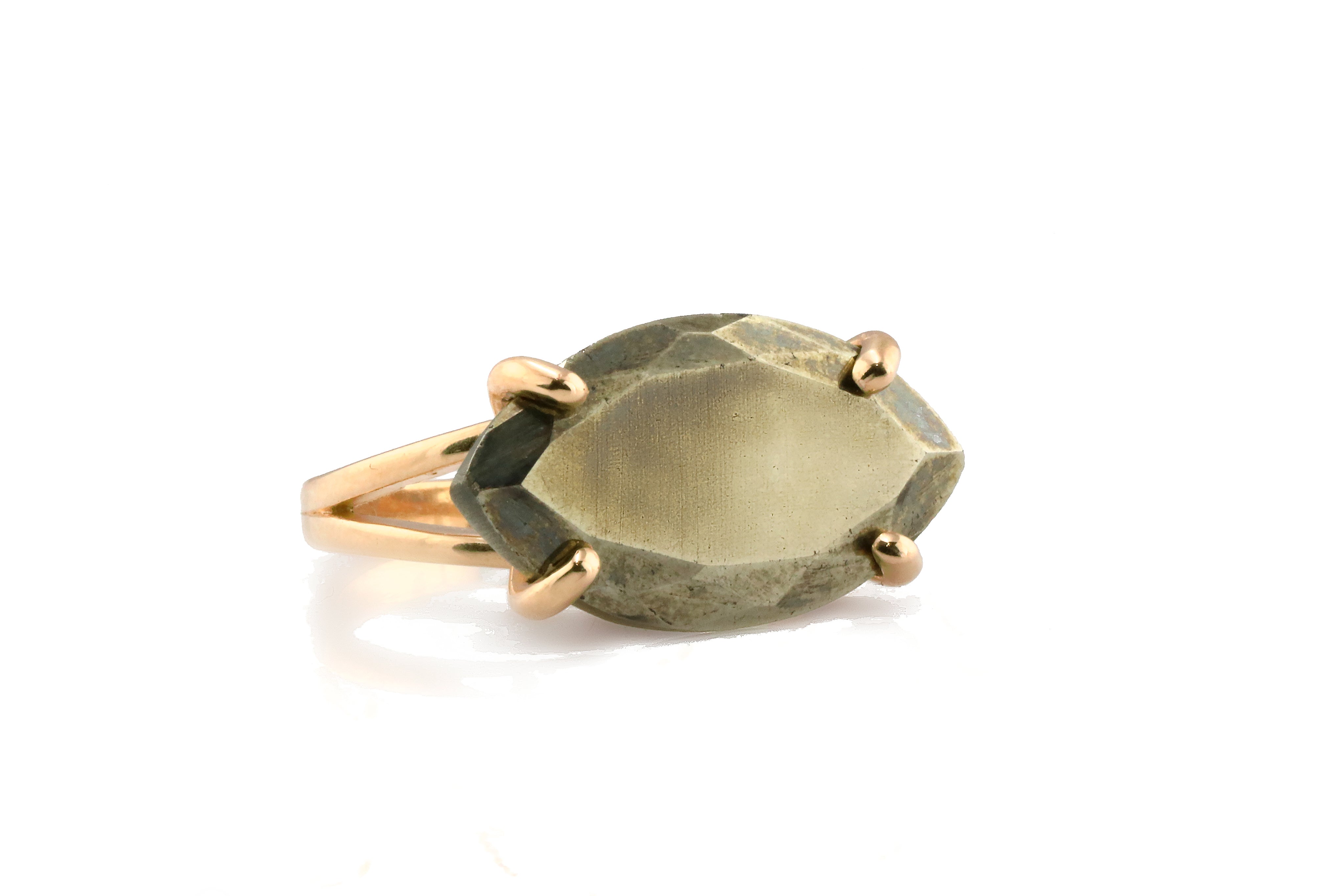Iron Pyrite Statement Marquise Cut Ring in 14k Gold Filled Rings Anemone Jewelry