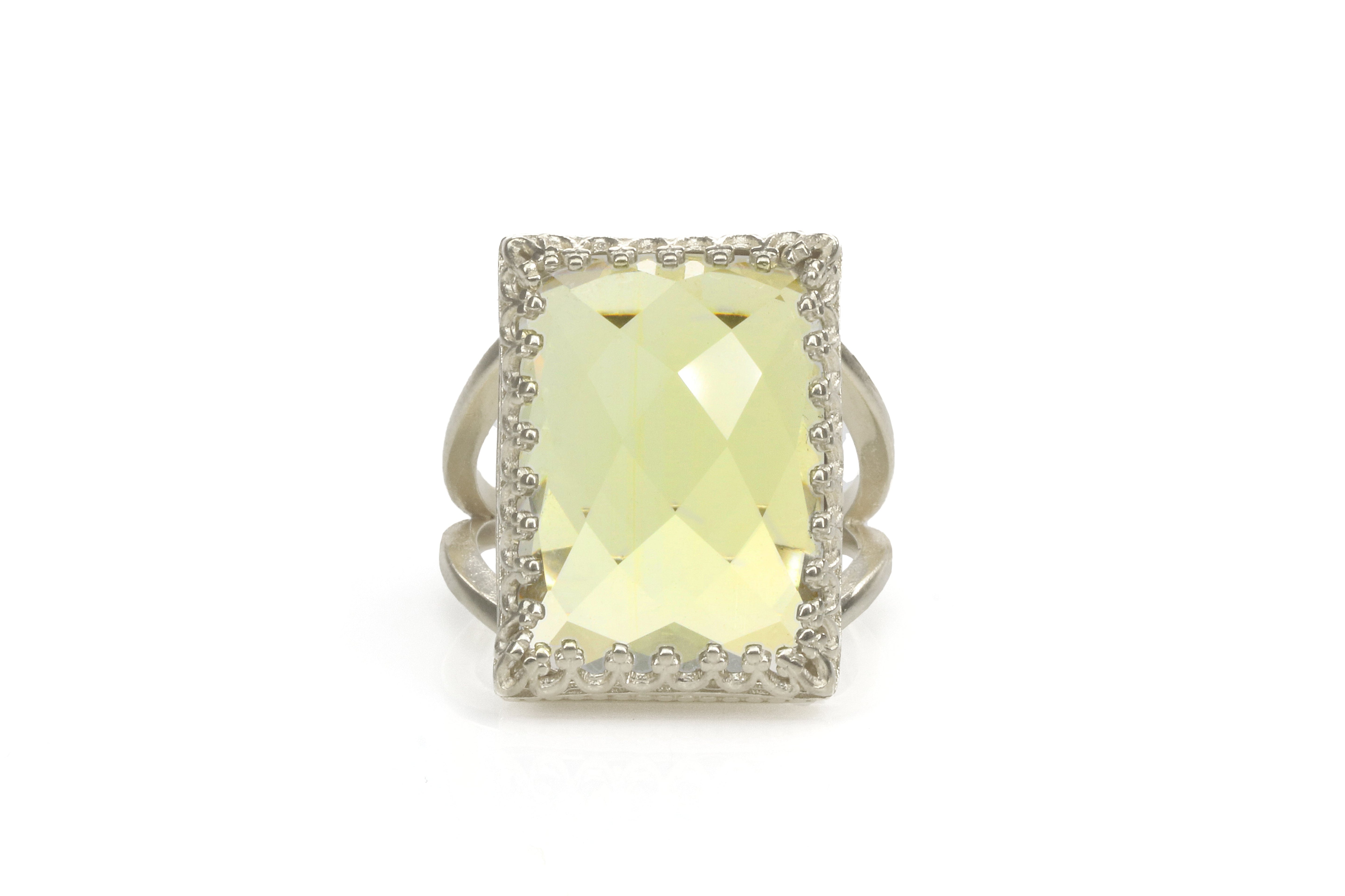 Elegant 925 Silver Ring Jewelry with Lemon Quartz Rings Anemone Jewelry