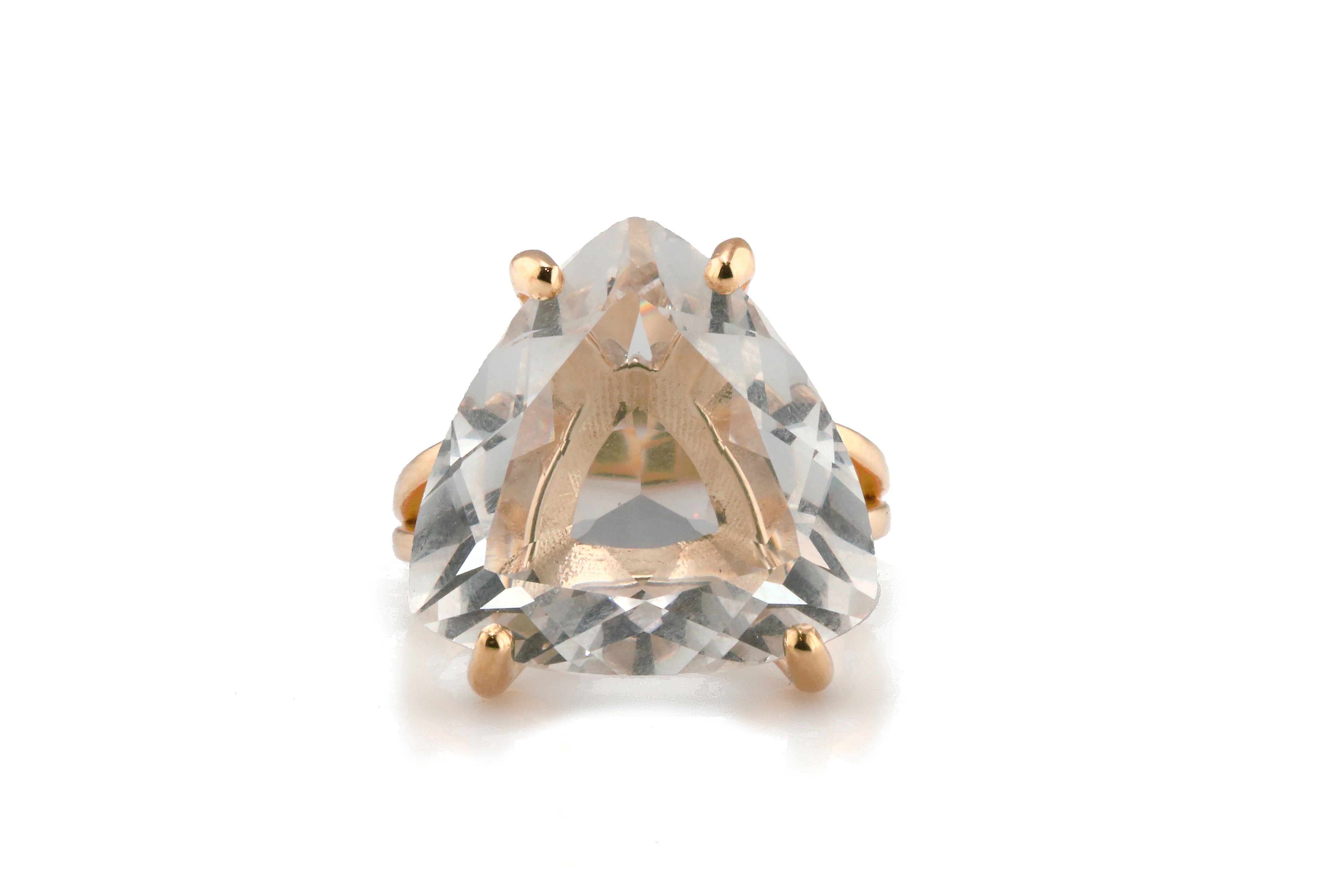 Fascinating 14K Rose Gold Crystal Quartz Ring Rings Anemone Jewelry