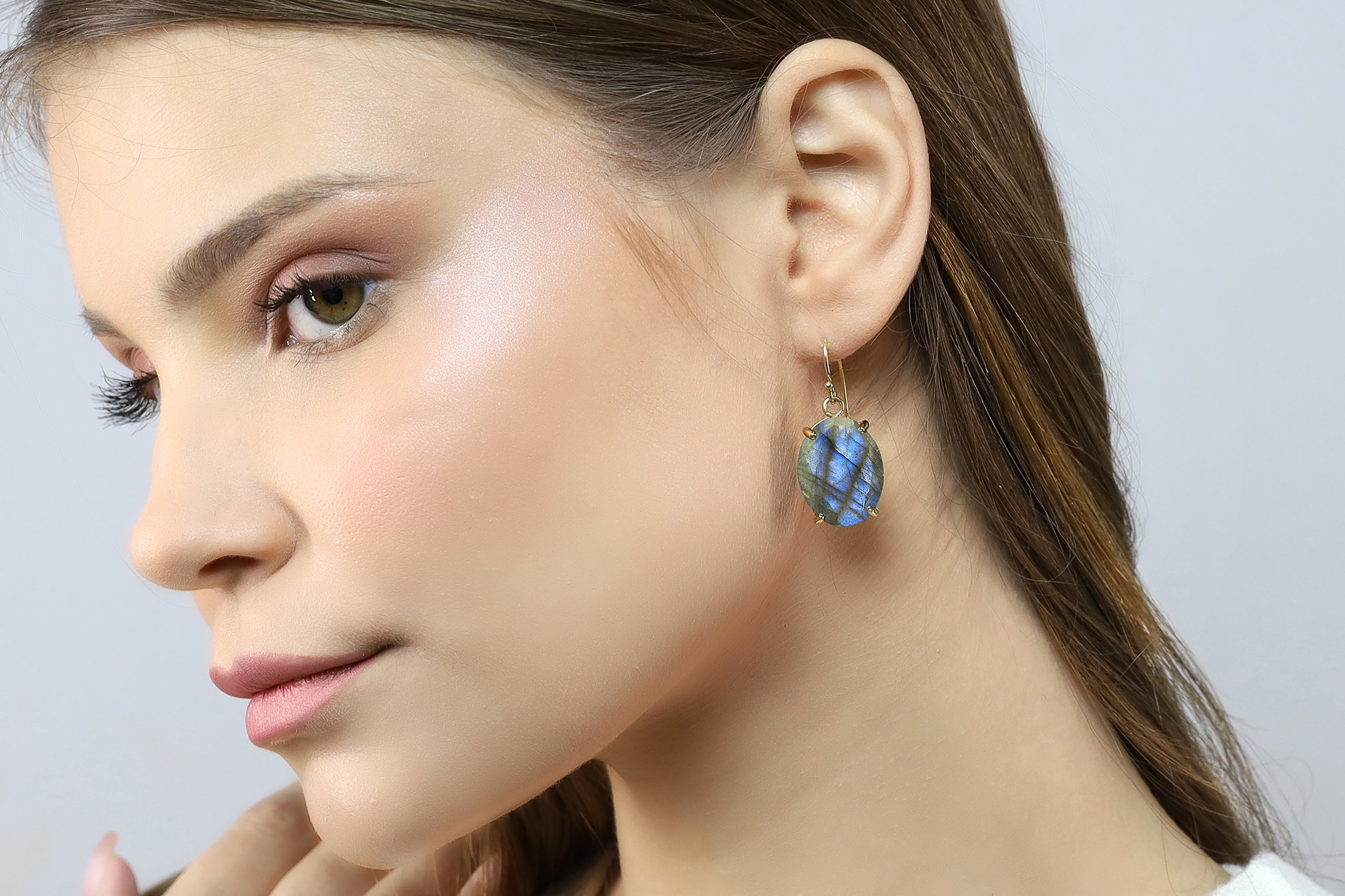 Faceted Oval Labradorite Gold Filled Earrings Earrings Anemone Jewelry