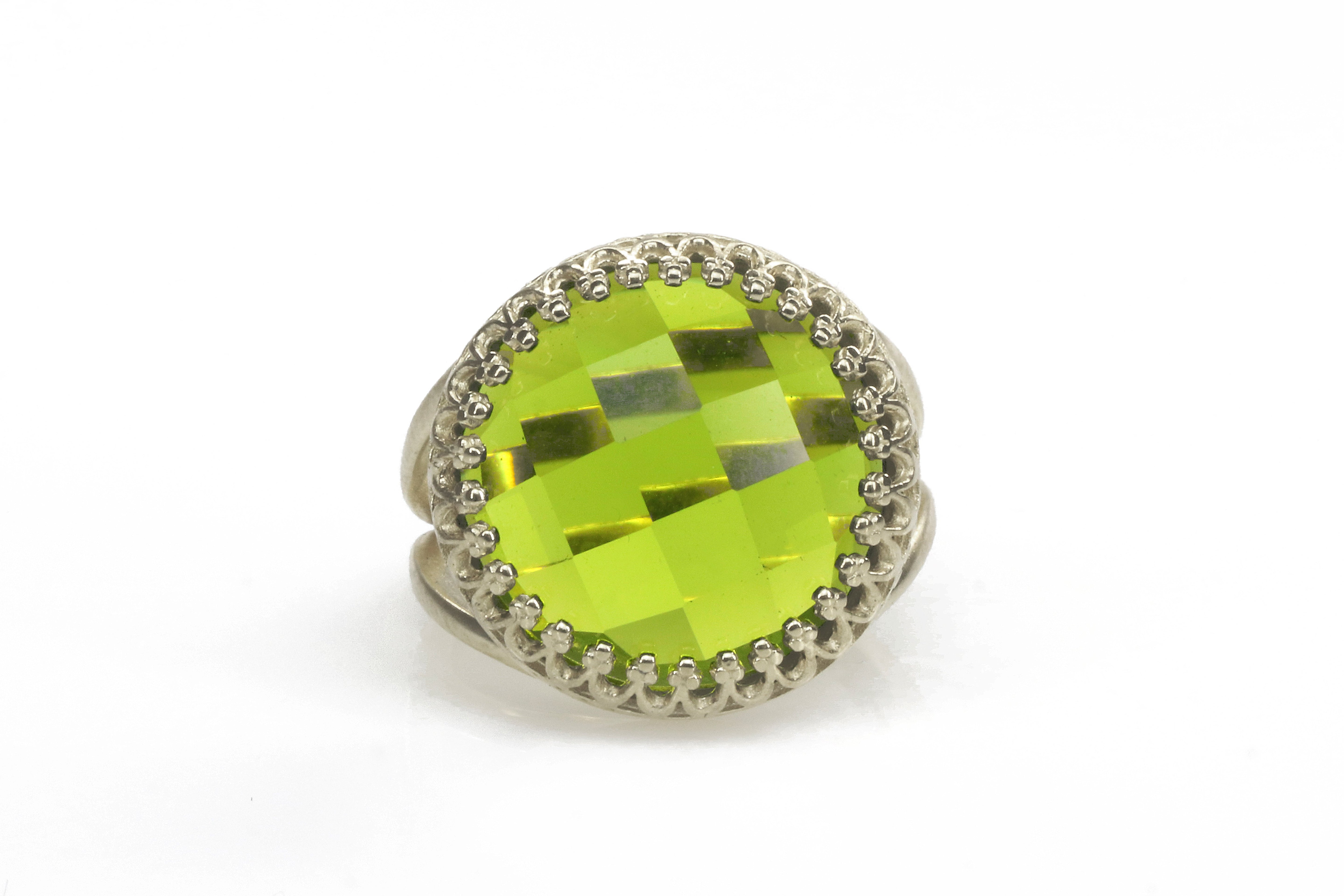 Radiant Peridot Sterling Silver Ring Rings Anemone Jewelry