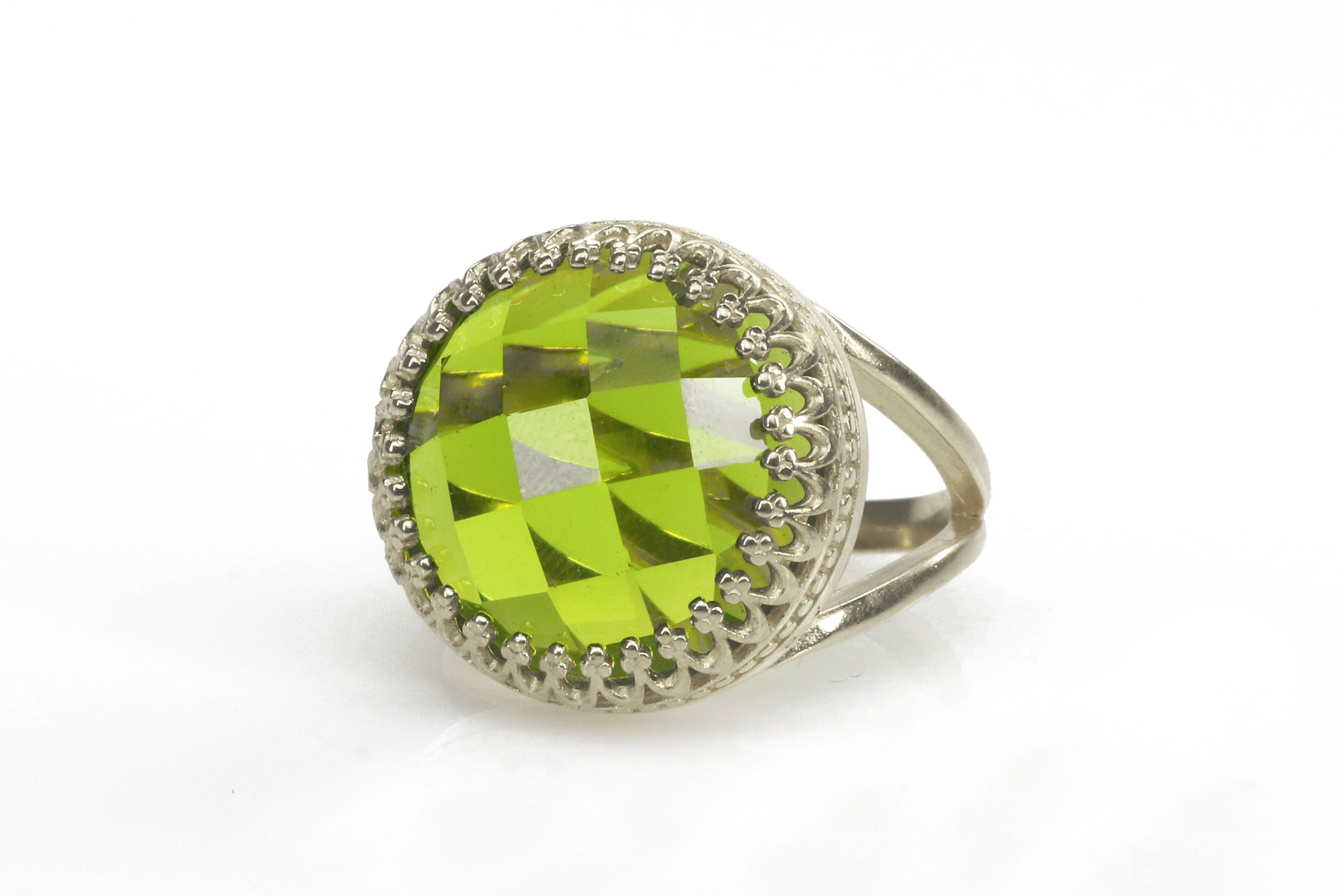 Radiant Peridot Sterling Silver Ring Rings Anemone Jewelry
