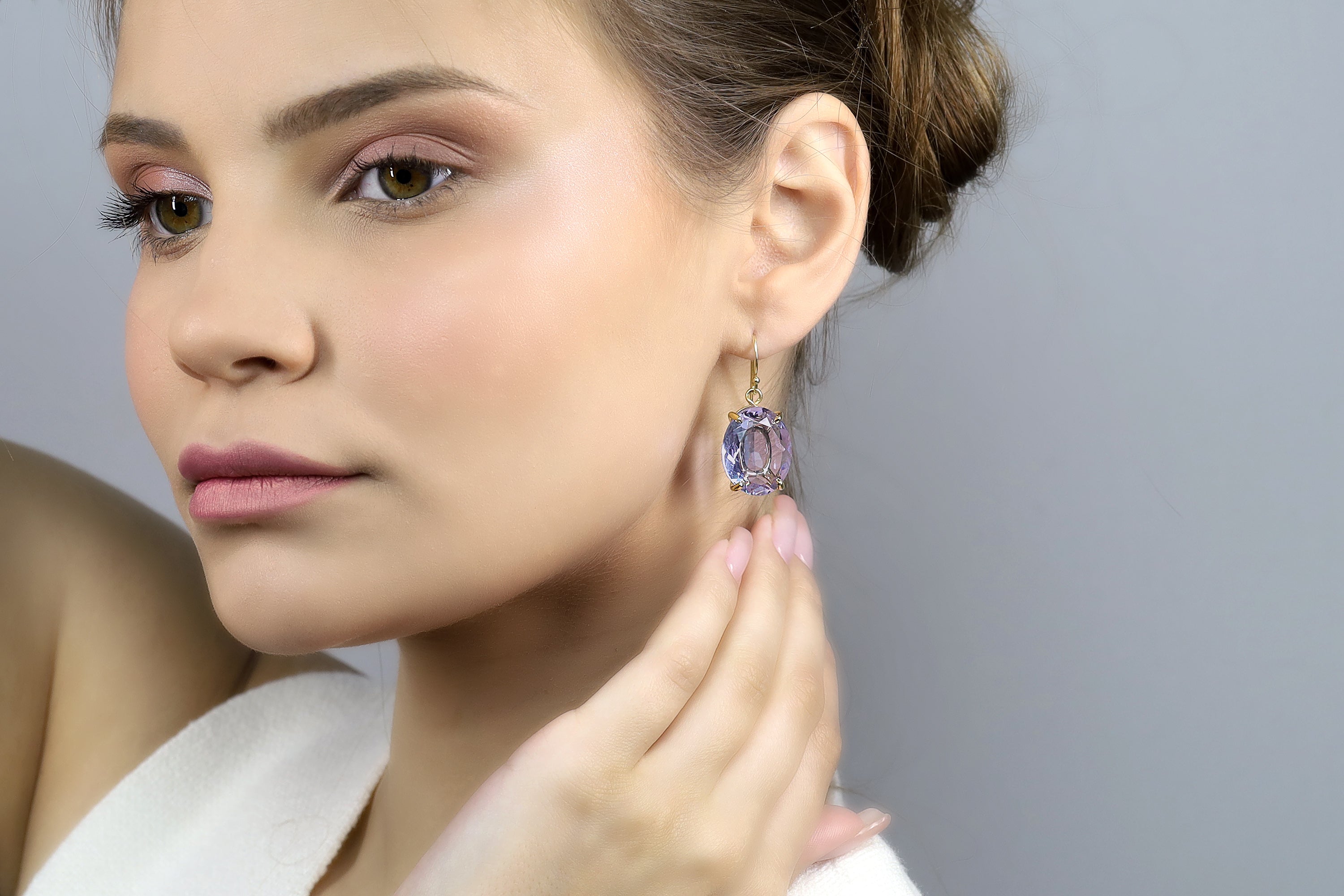 Vintage Oval Tanzanite Gemstone Dangle Gold Earrings Earrings Anemone Jewelry