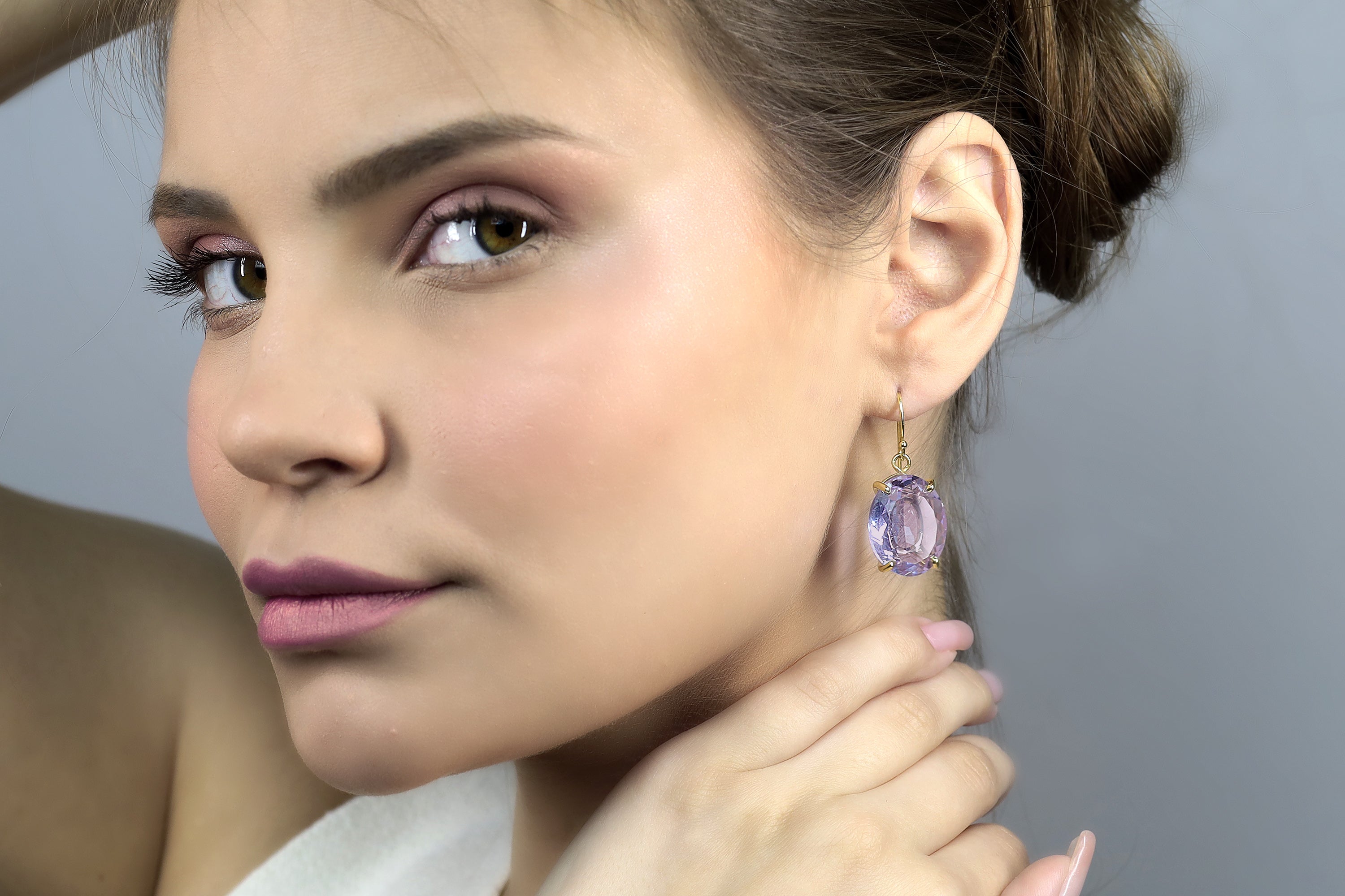 Vintage Oval Tanzanite Gemstone Dangle Gold Earrings Earrings Anemone Jewelry