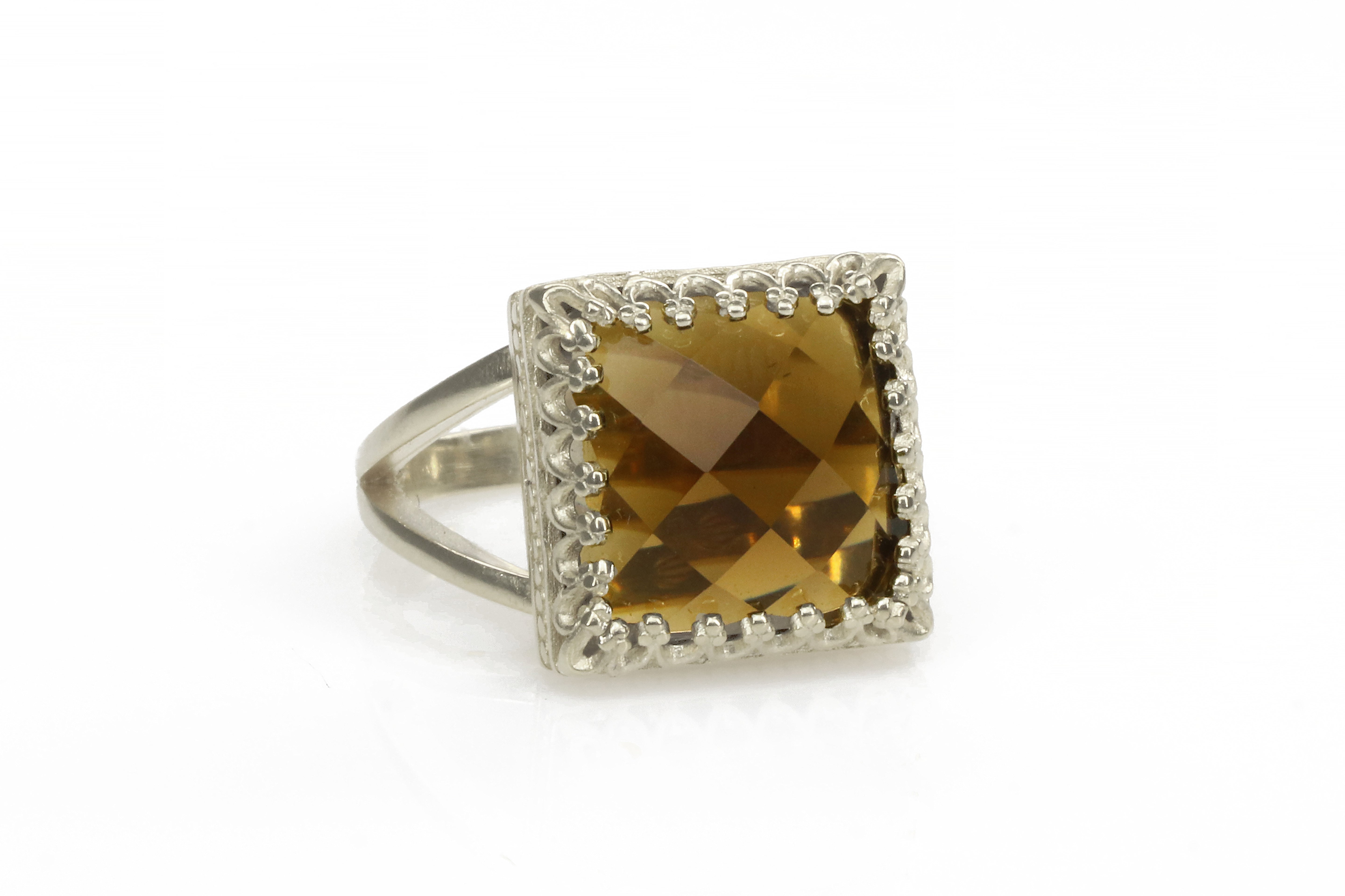 Stunning 12x12mm Smoky Quartz in Sterling Silver Rings Anemone Jewelry