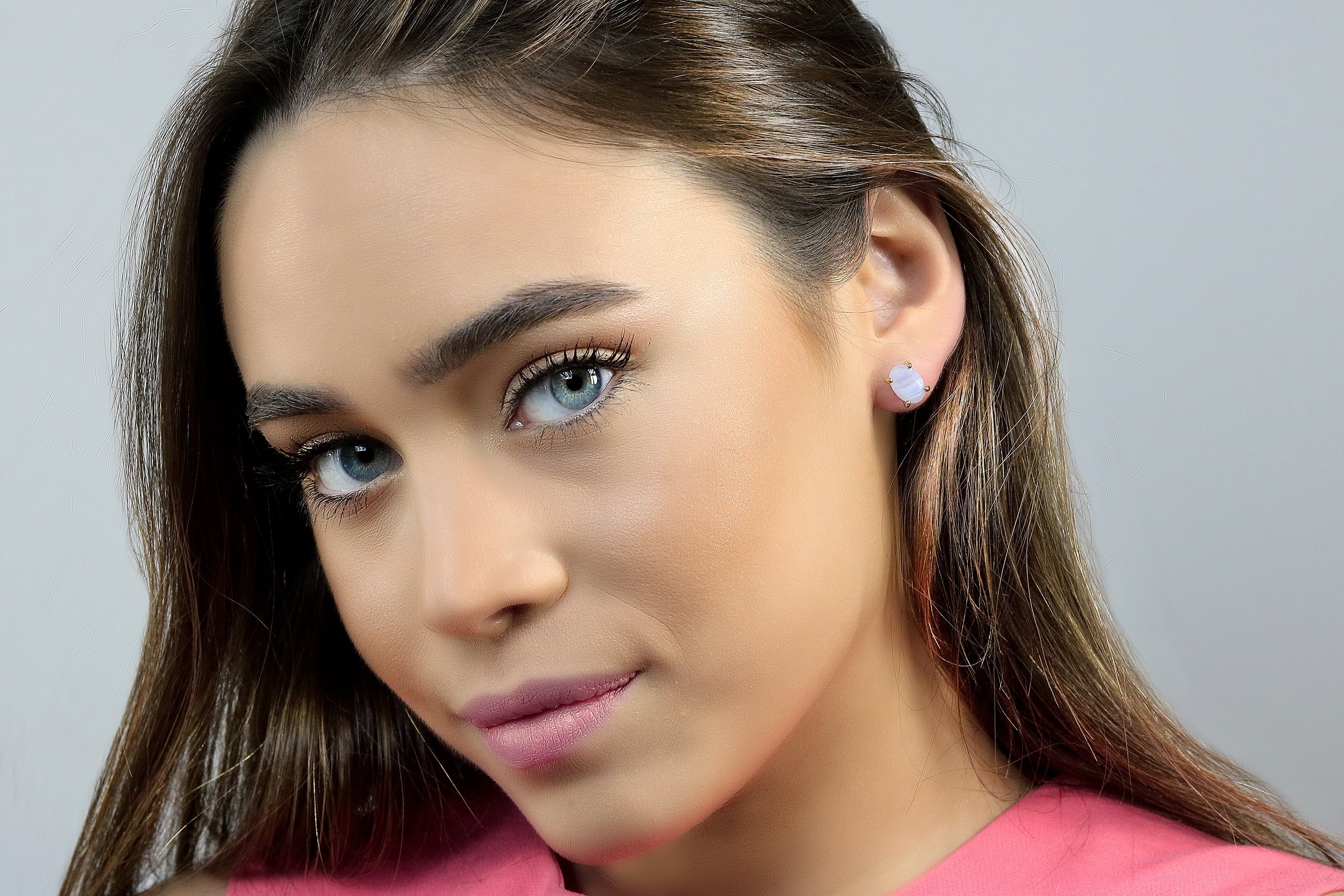 Delicate Blue Lace Agate Gold Earrings Earrings Anemone Unique