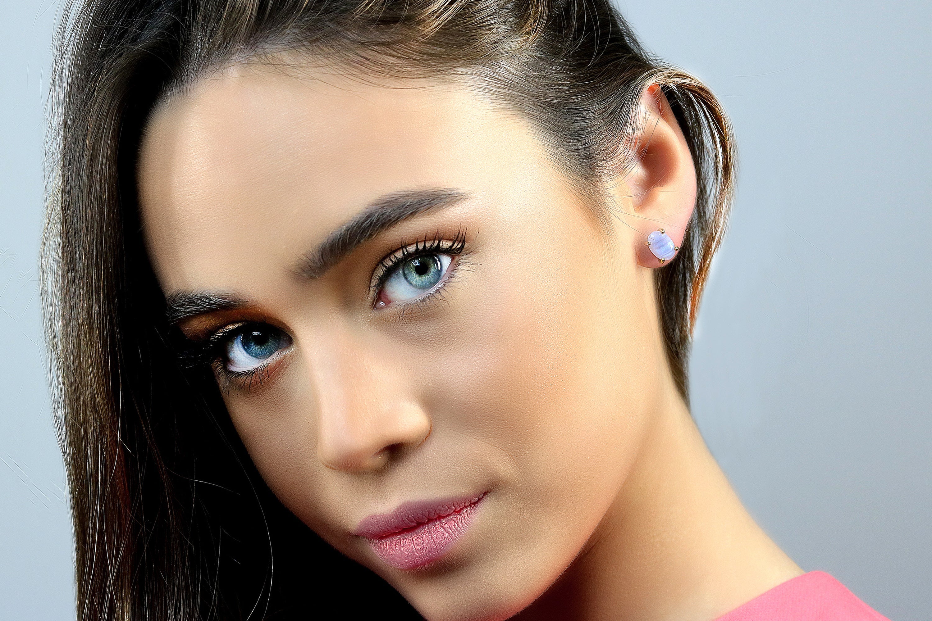 Delicate Blue Lace Agate Gold Earrings Earrings Anemone Unique