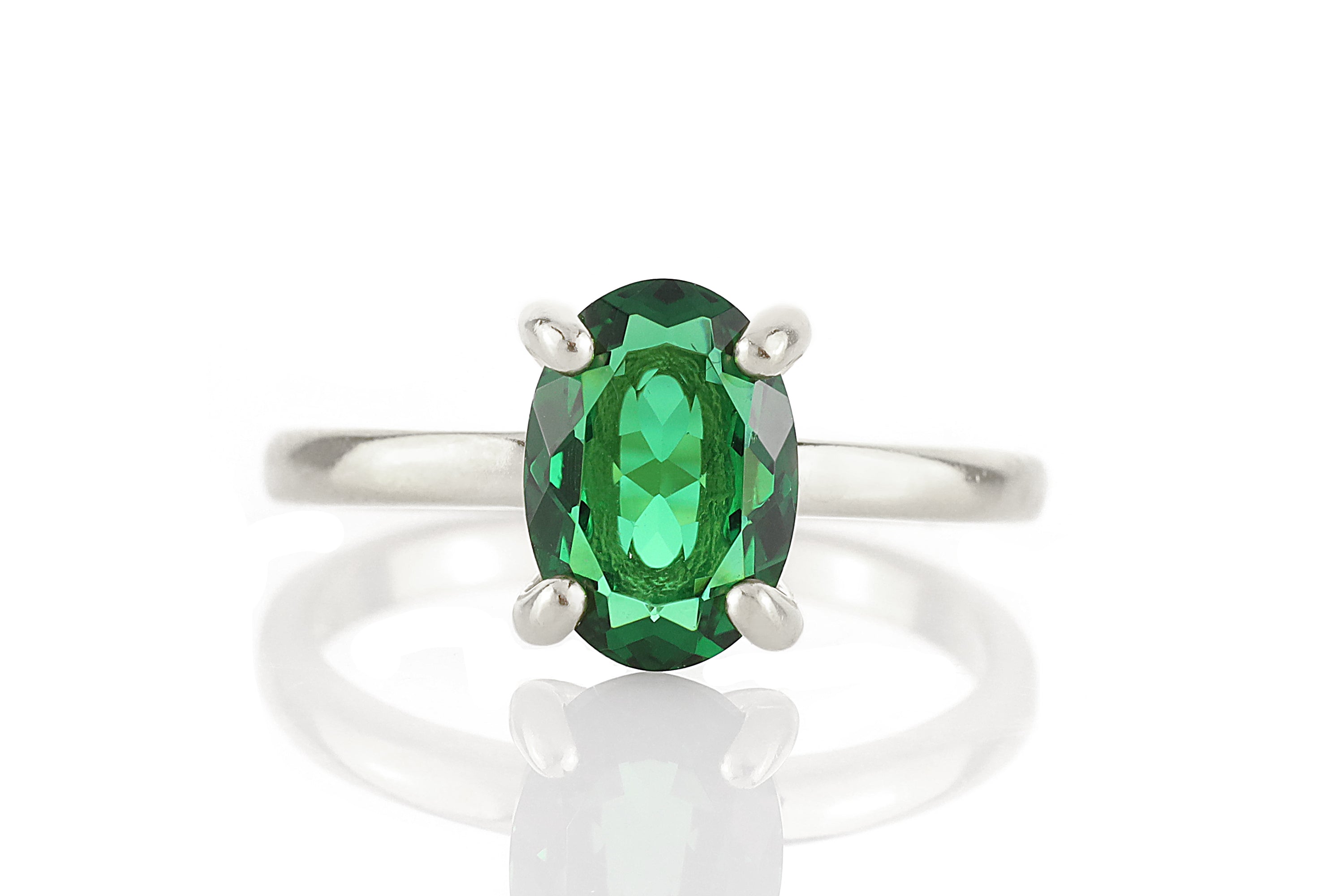 Classy Silver Emerald Ring Rings Anemone Unique