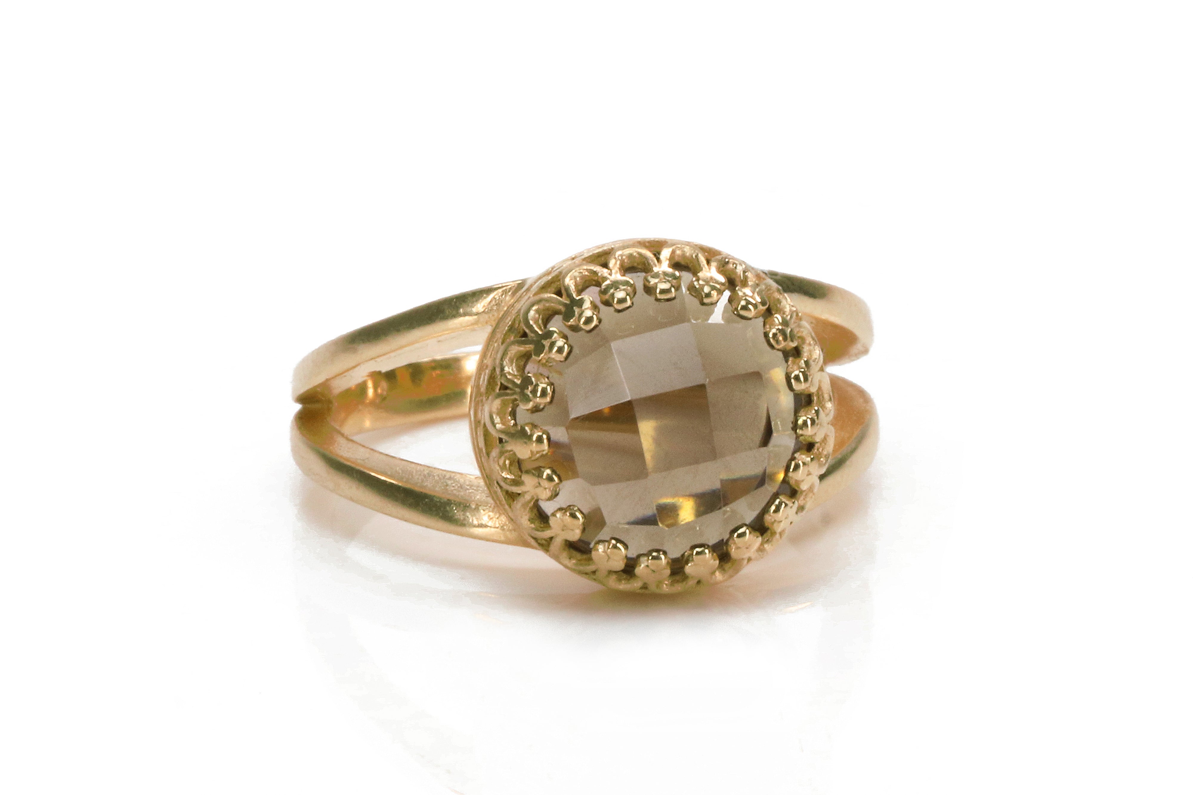 10mm Smoky Quartz in 14K Gold-filled Ring Rings Anemone Jewelry