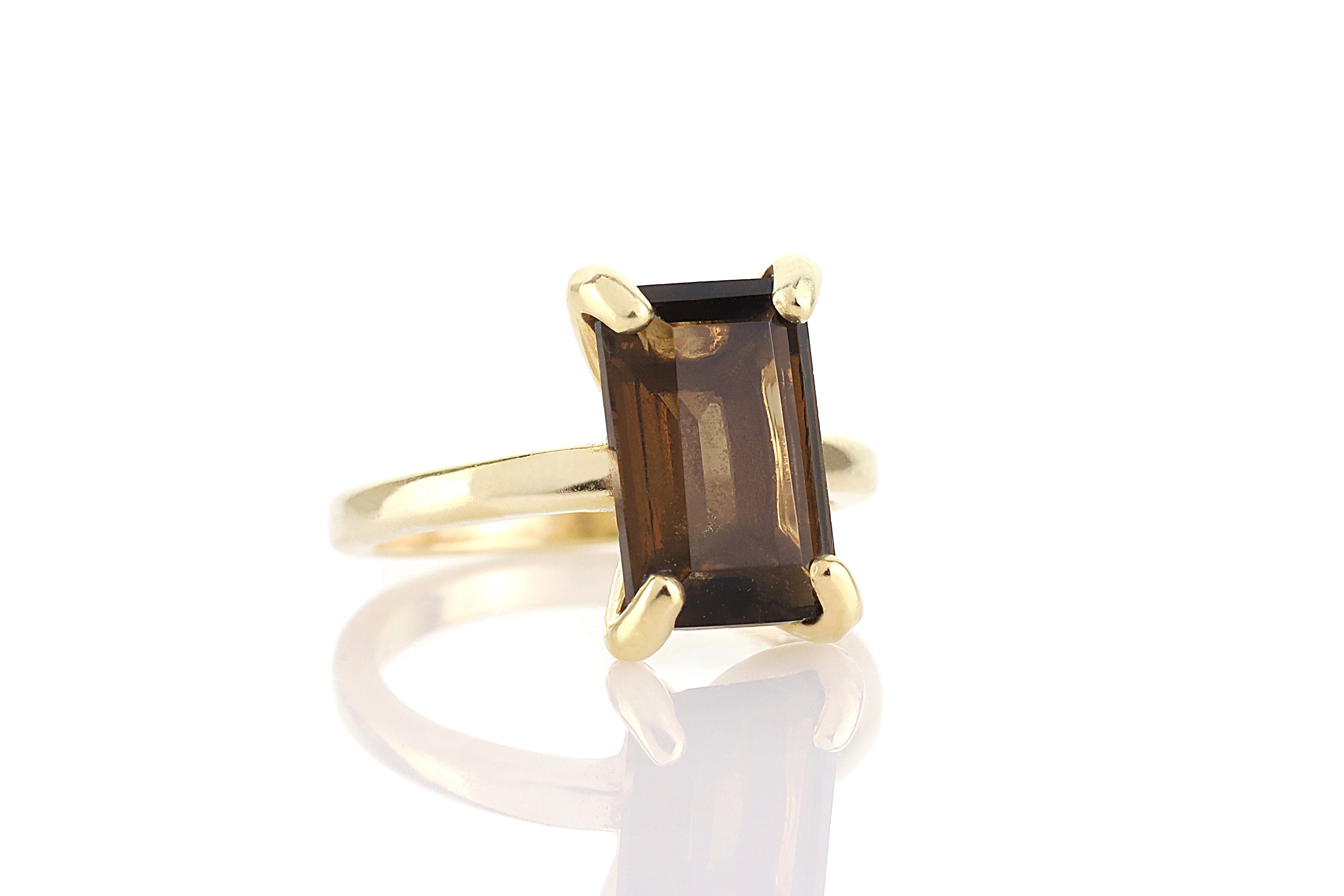Smoky Quartz Ring in 14K Gold - Custom Ring for Engagement, Birthdays, Anniversaries and Other Celebrations - Handmade Quartz Rings for Women Rings Anemone Unique
