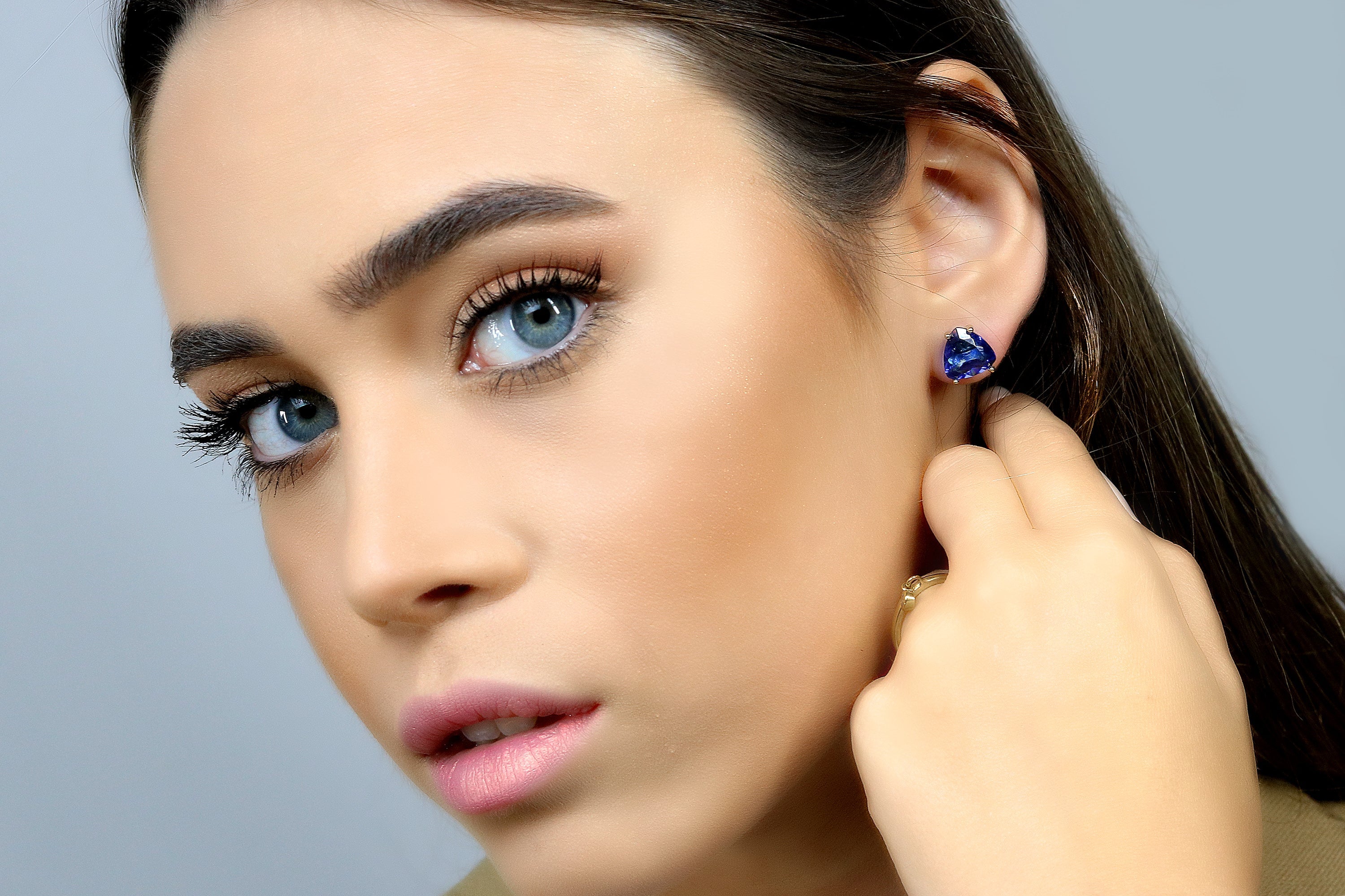 Brilliant Sapphire Stud Sterling Silver Earrings Earrings Anemone Unique