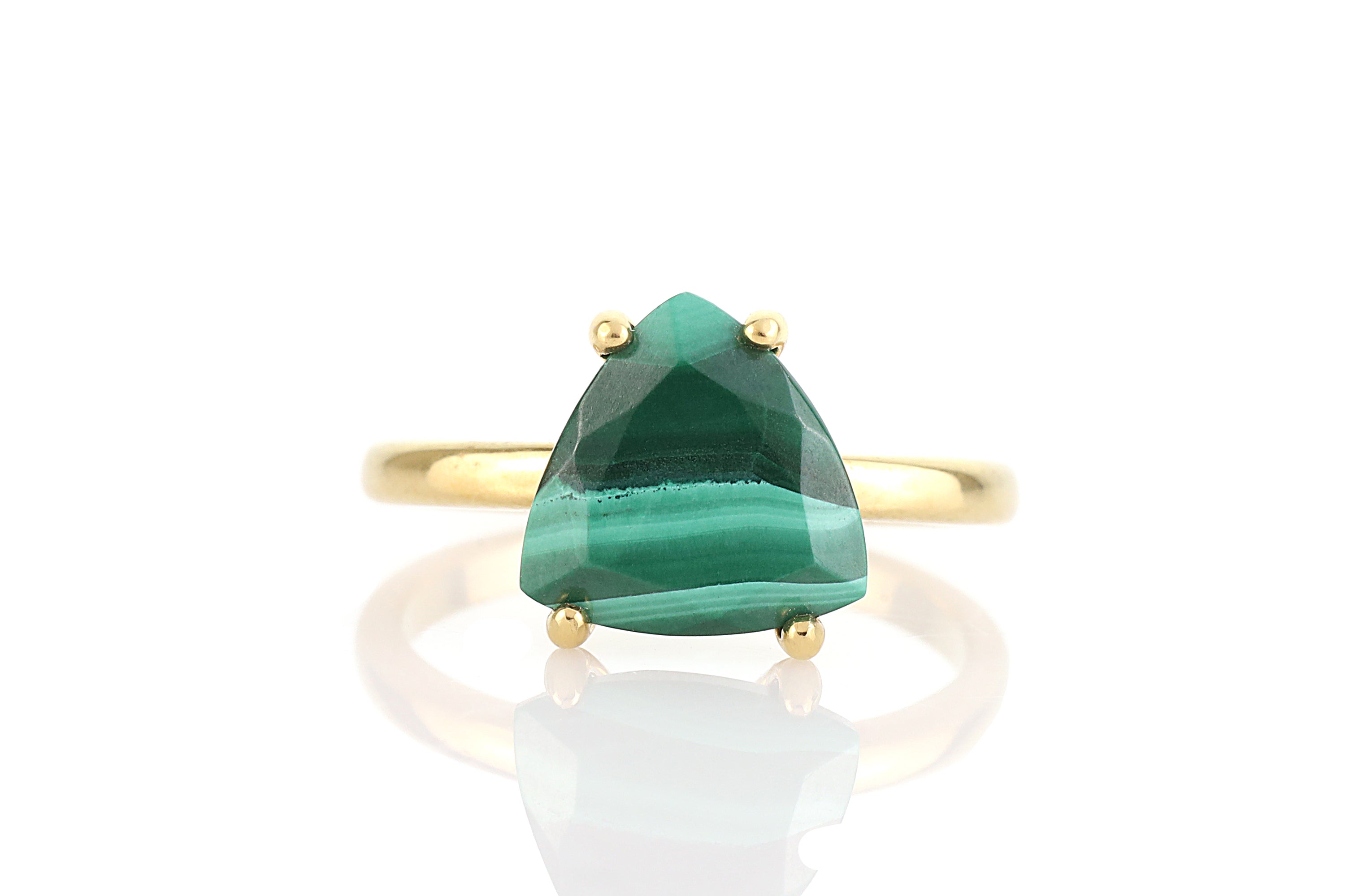 Trilliant Malachite Ring in Gold Filled Rings Anemone Unique