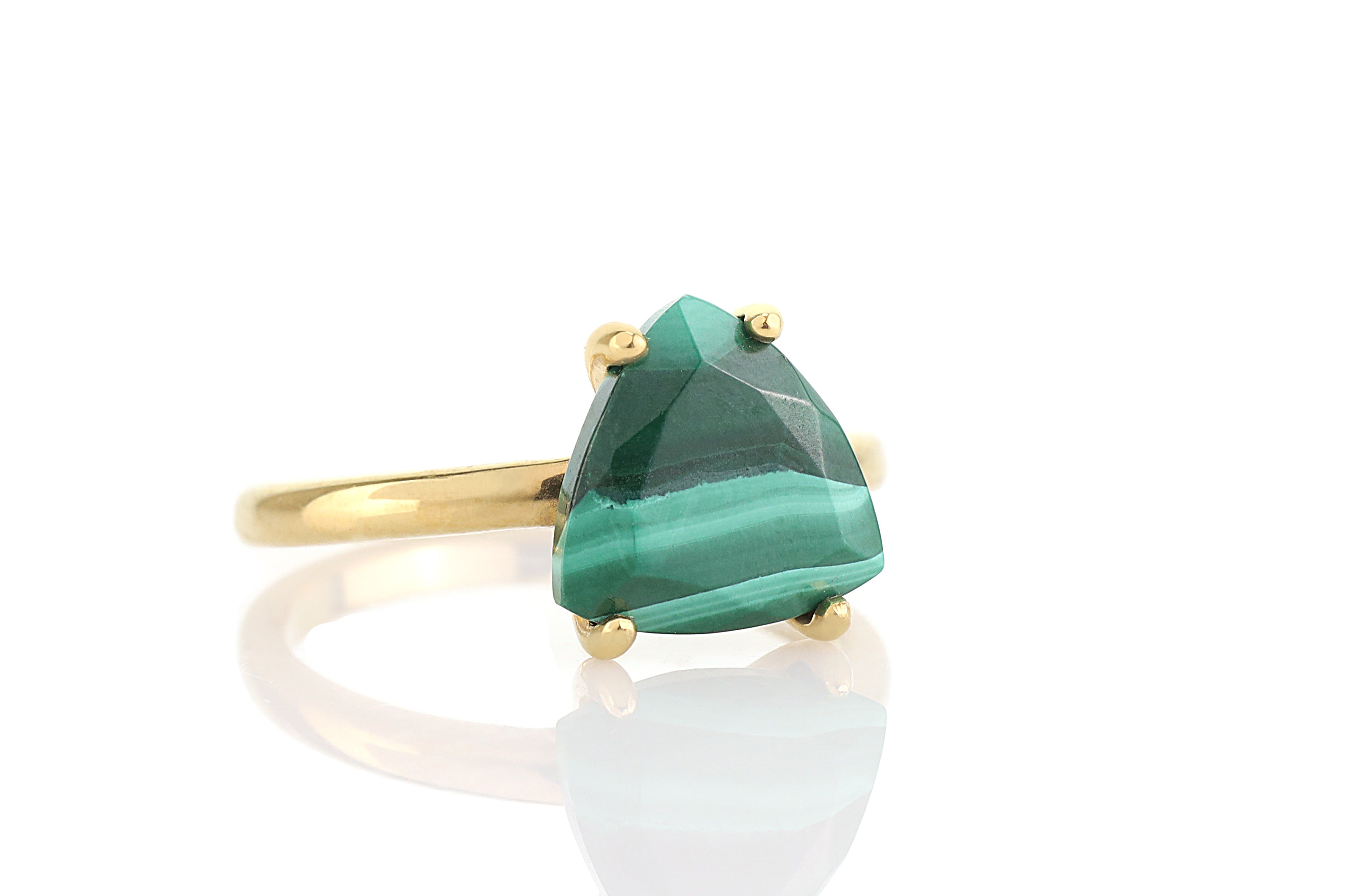 Trilliant Malachite Ring in Gold Filled Rings Anemone Unique