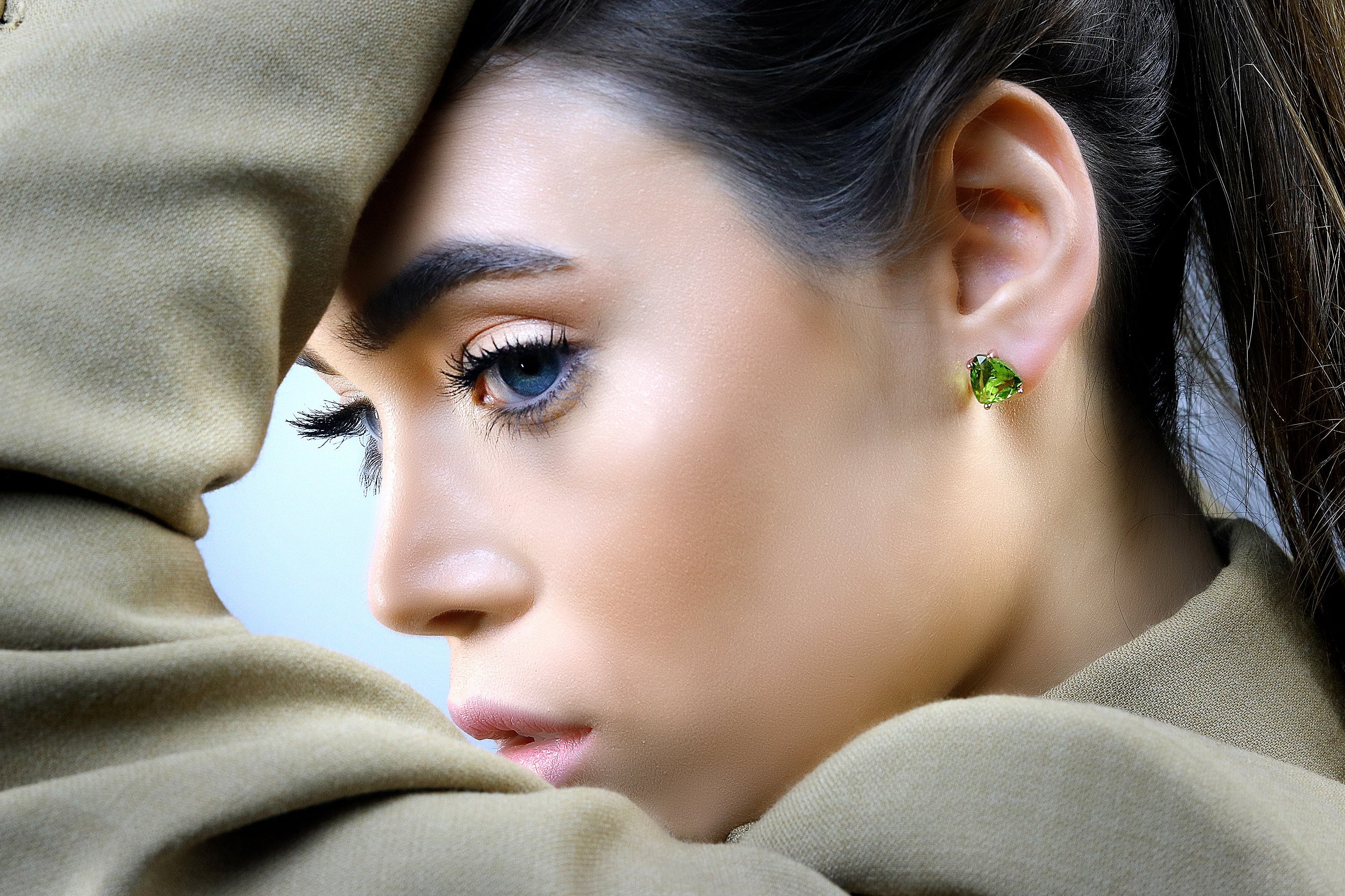 Handmade Peridot Stud Rose Gold Earrings Earrings Anemone Unique