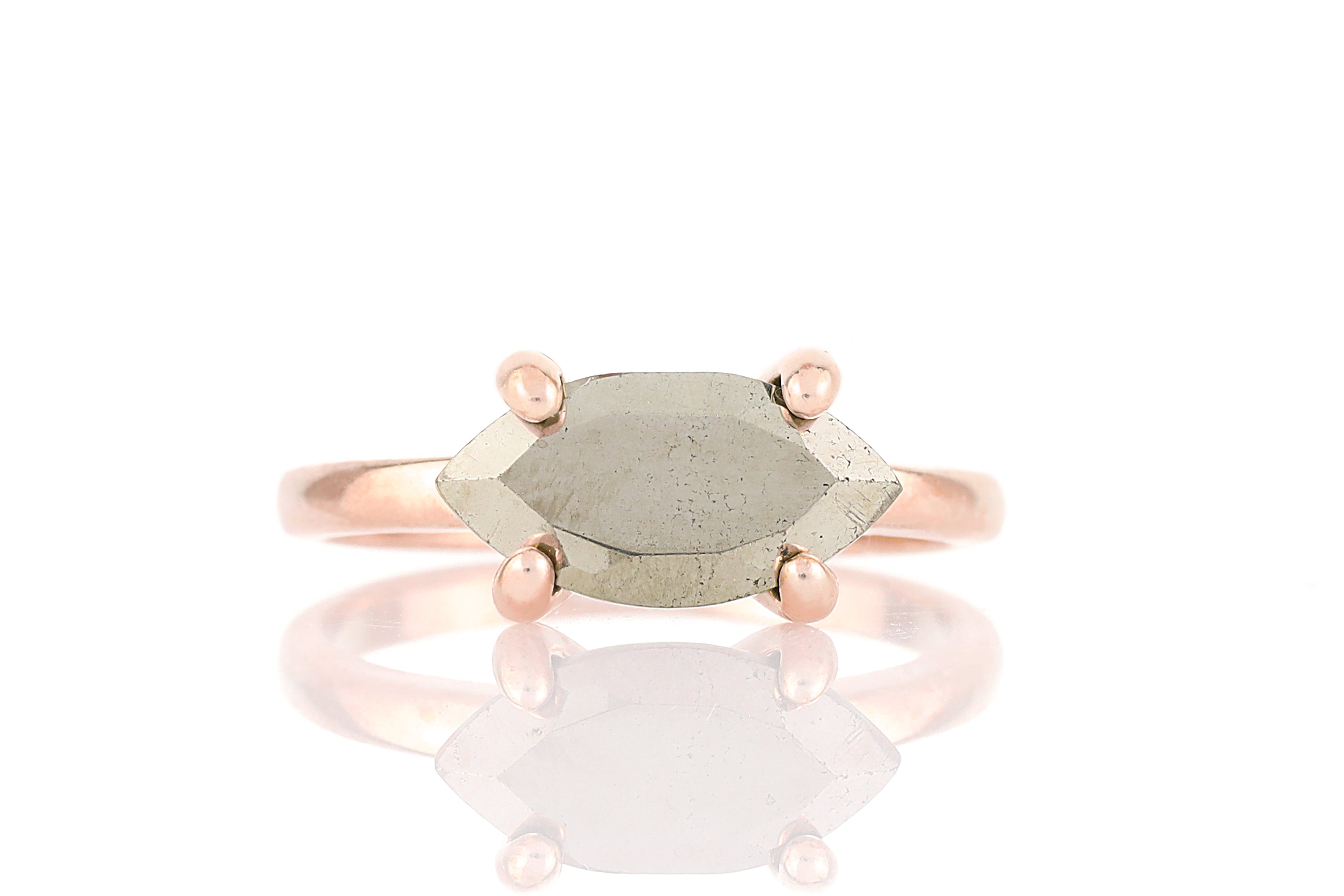 Marquise Iron Pyrite Ring in 14k Gold Rings Anemone Unique