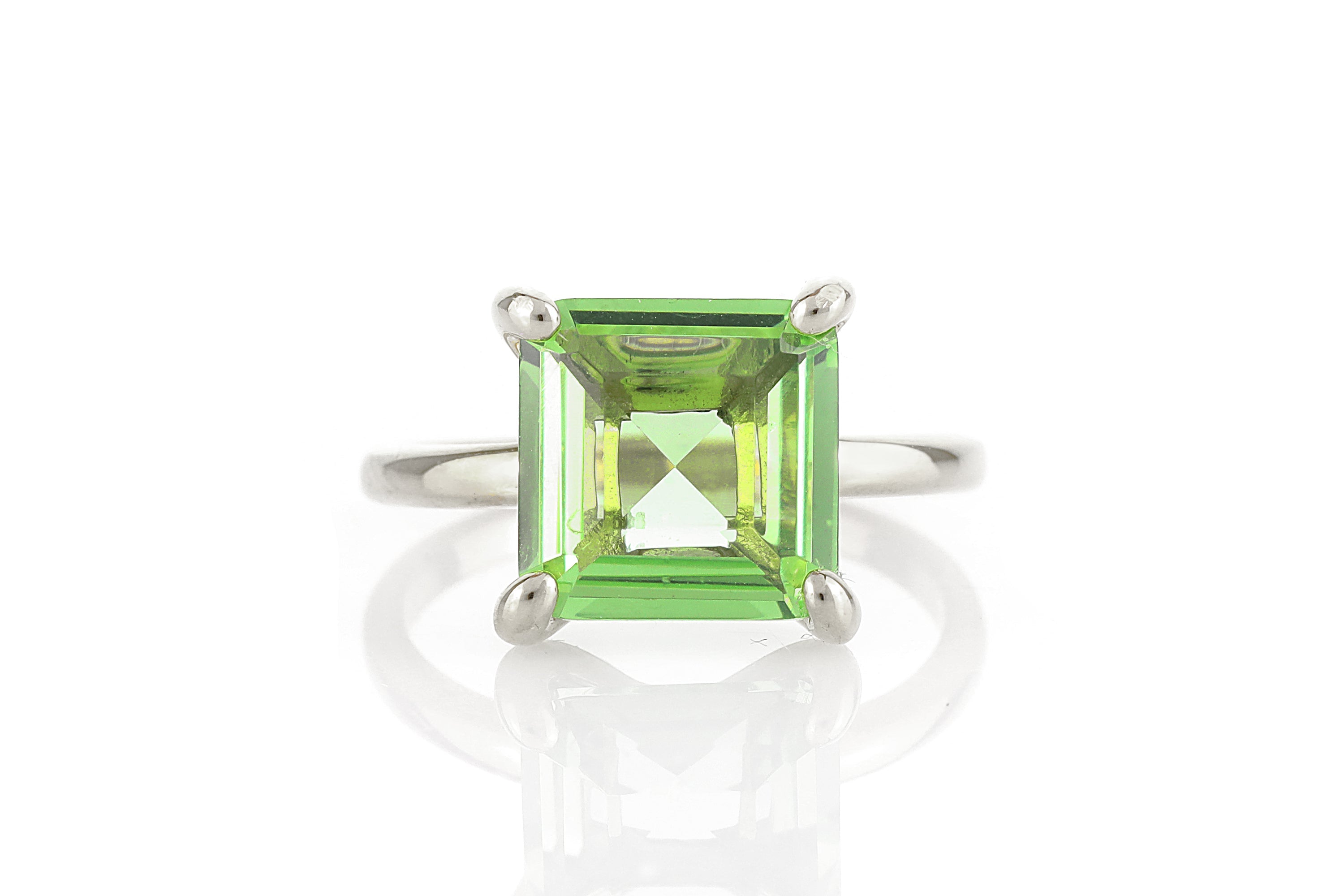 Sterling Silver Square Green Tourmaline Ring Rings Anemone Unique