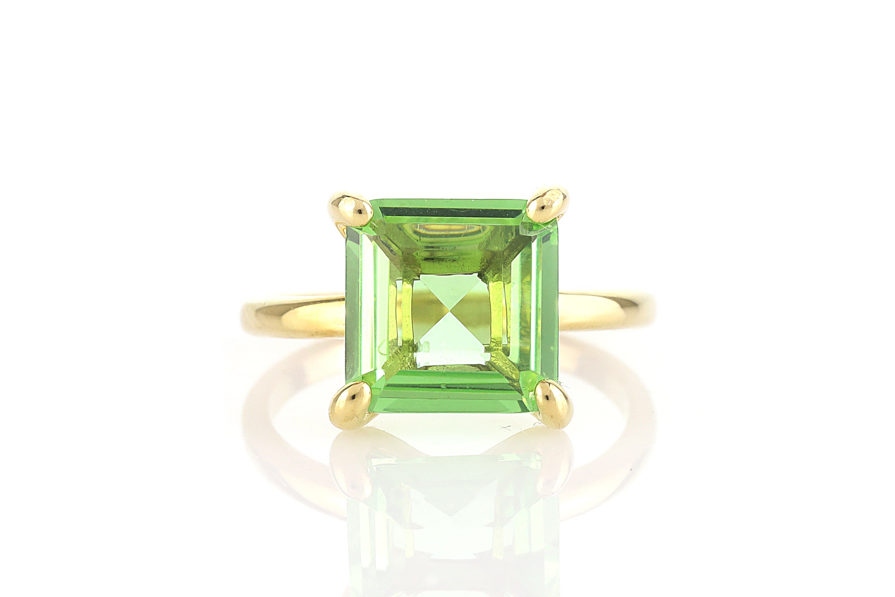 Sterling Silver Square Green Tourmaline Ring Rings Anemone Unique