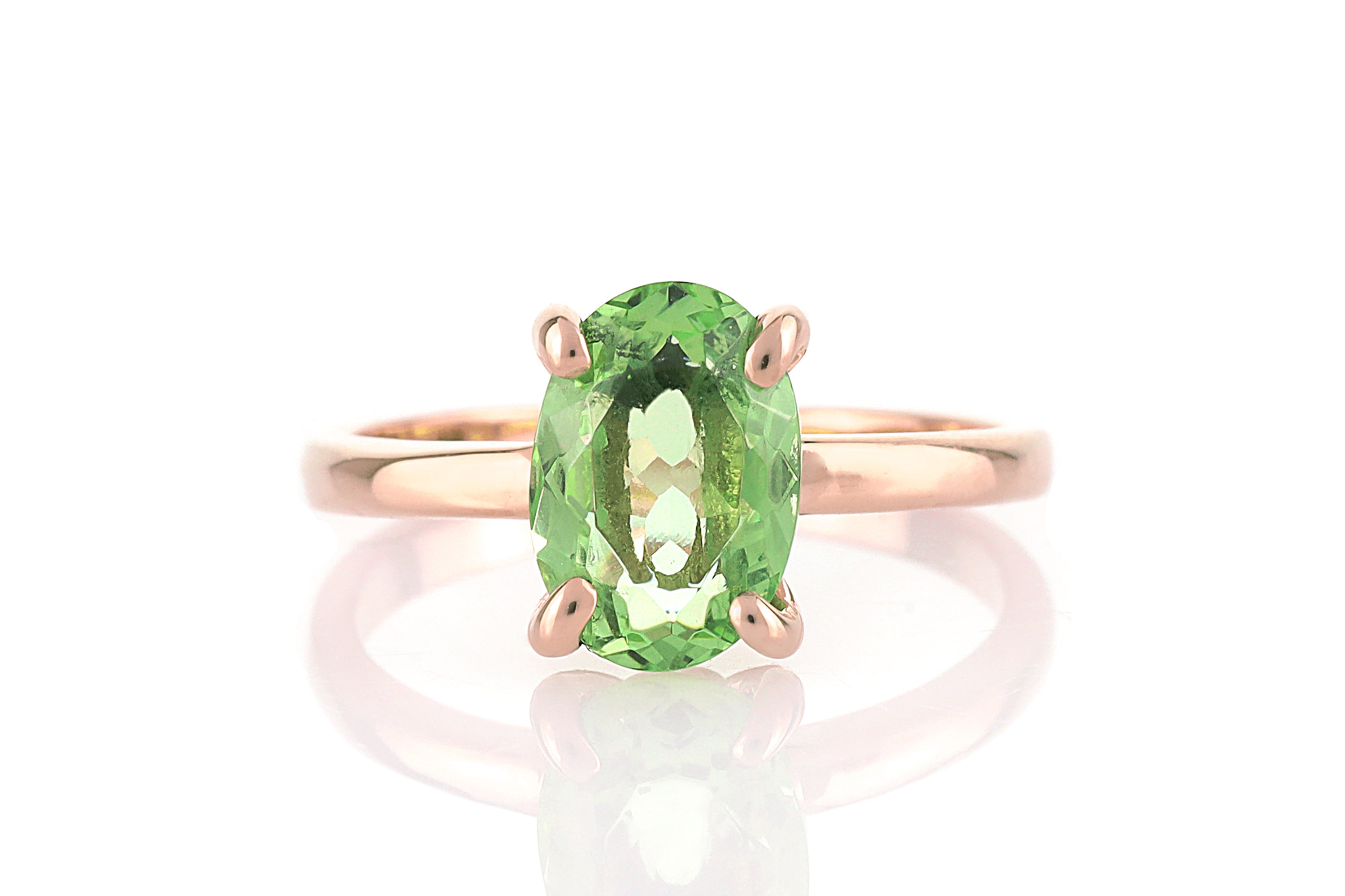 October Birthstone Green Tourmaline Gold Filled Ring Rings Anemone Unique