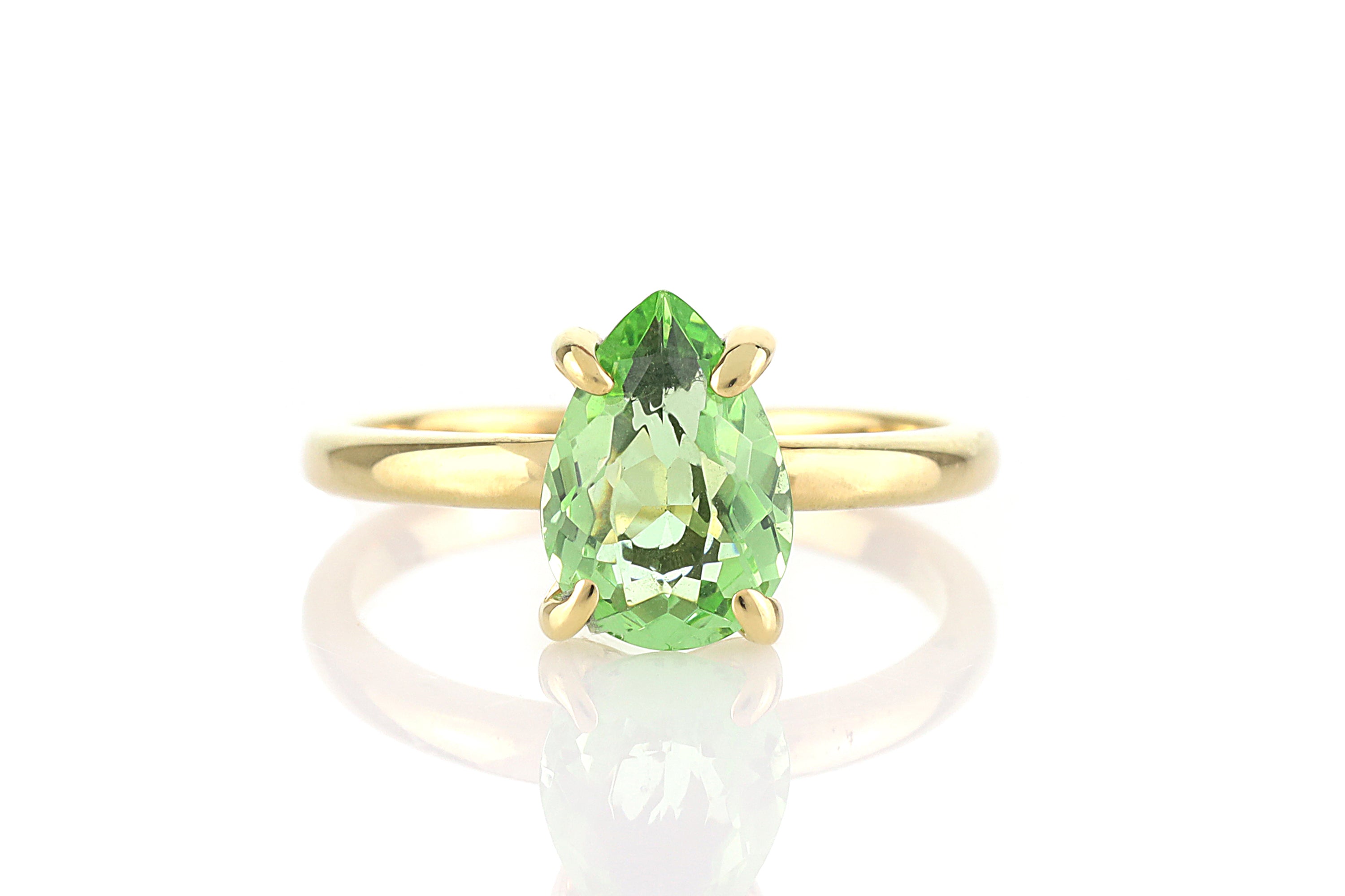 October Birthstone Green Tourmaline Gold Ring Rings Anemone Unique