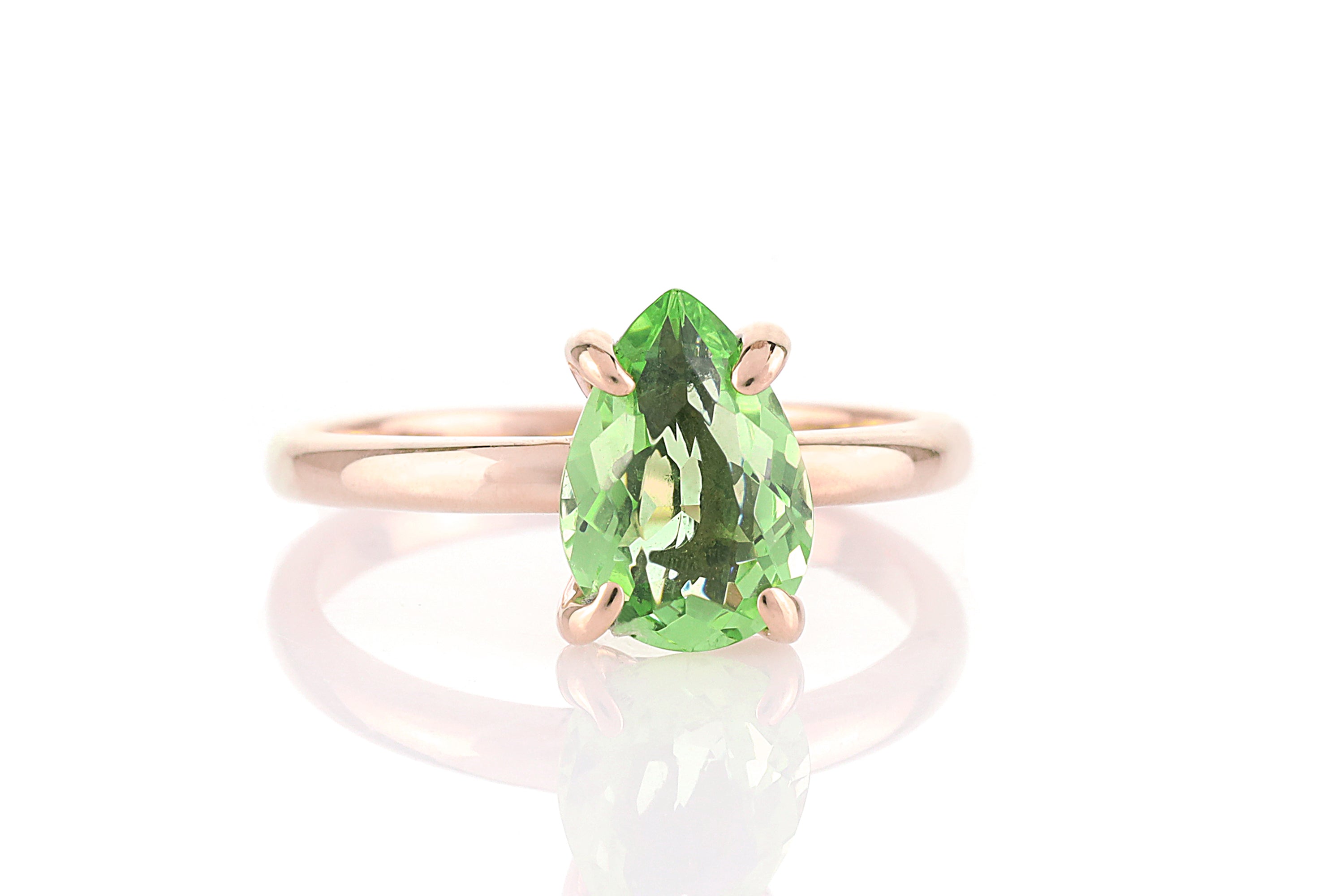 Sterling Silver Pear Cut Green Tourmaline Ring Rings Anemone Unique