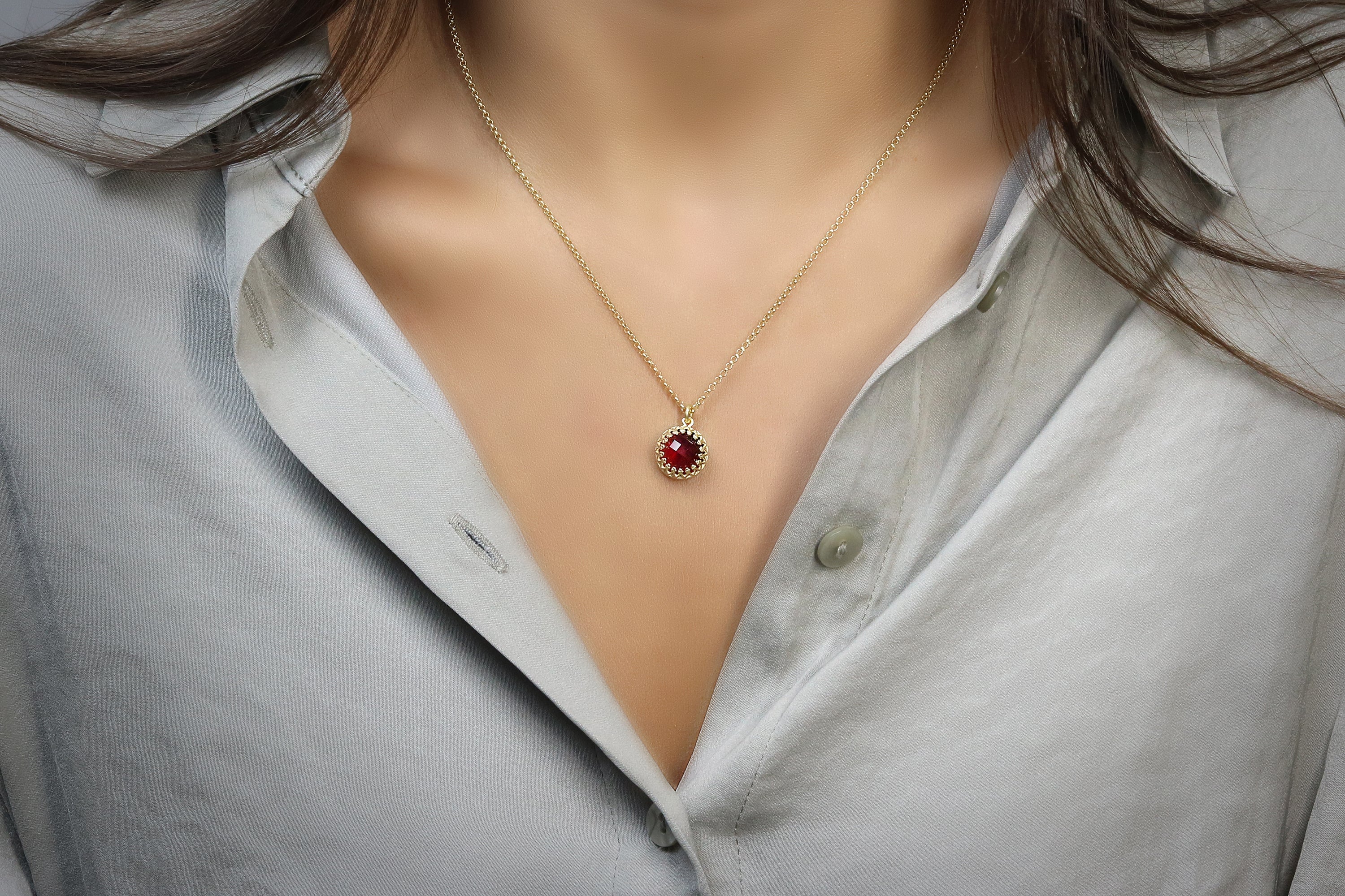 14k Rose Gold Garnet Necklace necklaces Anemone Jewelry