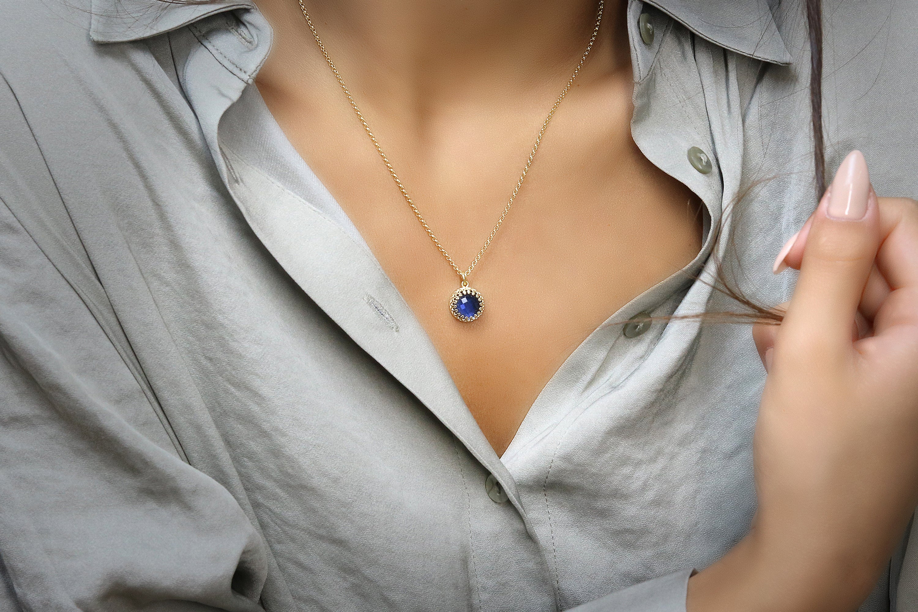 Delicate Sapphire Gold Filled Necklace necklaces Anemone Jewelry