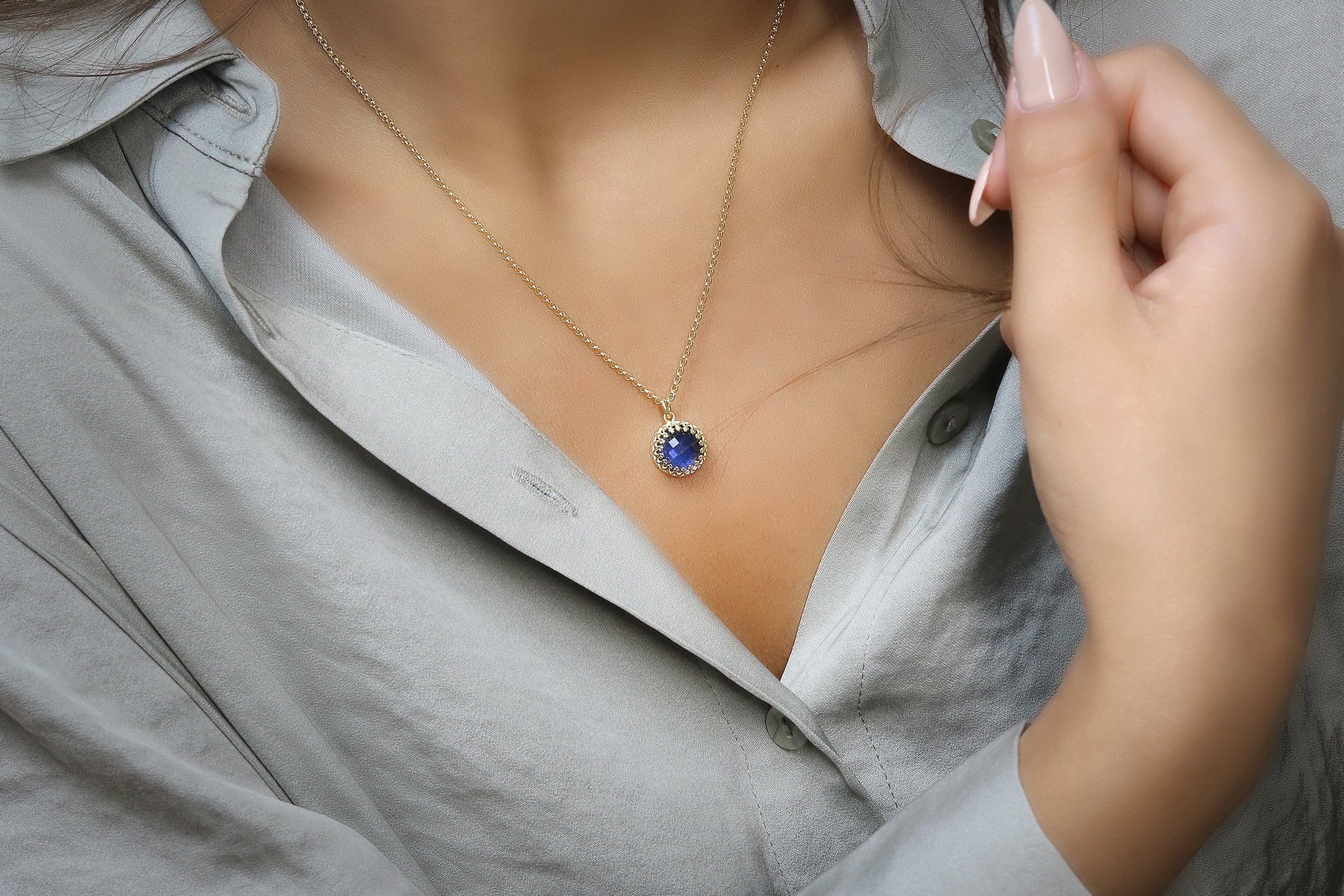 Delicate Sapphire Gold Filled Necklace necklaces Anemone Jewelry