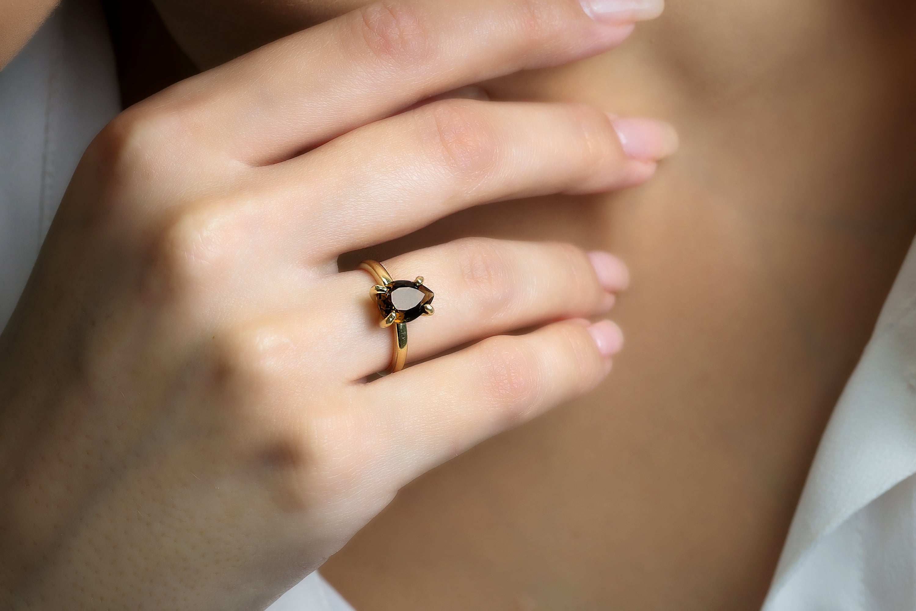925 Sterling Silver Ring with Smoky Quartz Rings Anemone Unique