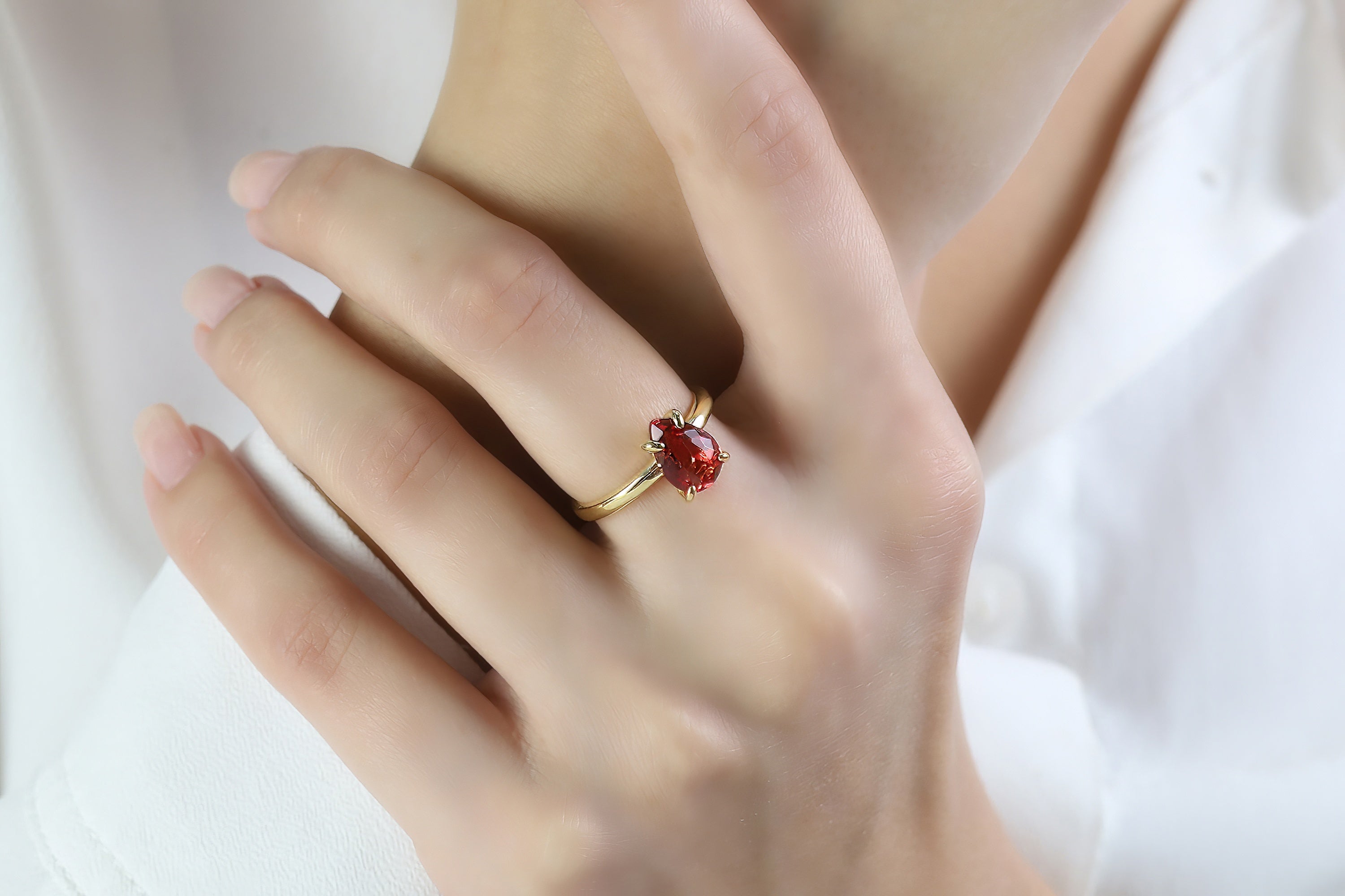 Pear Cut Pink Tourmaline Solitaire 18k Gold Ring Rings Anemone Unique