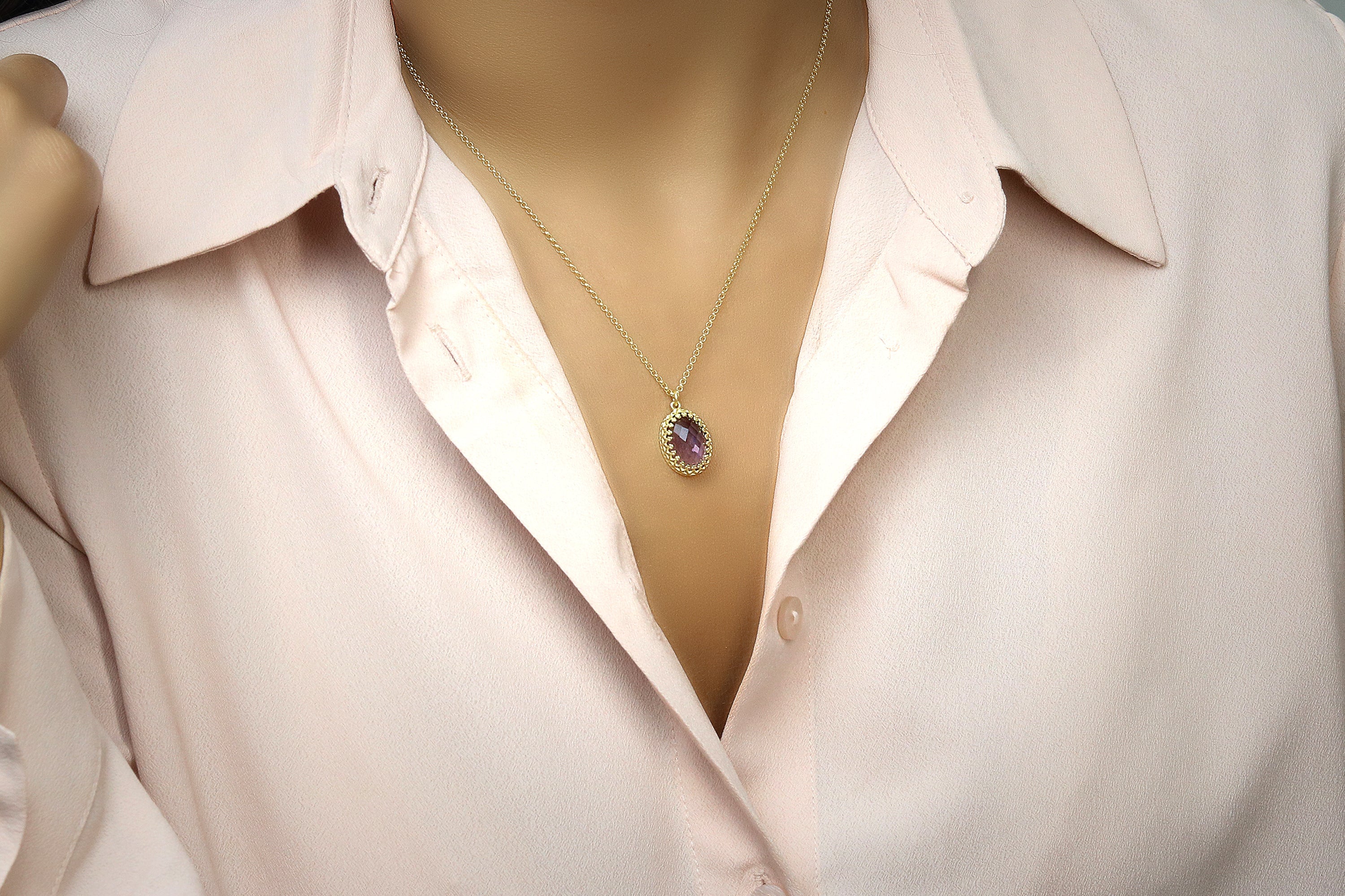 Dainty Amethyst Necklace in 14k Gold necklaces Anemone Jewelry