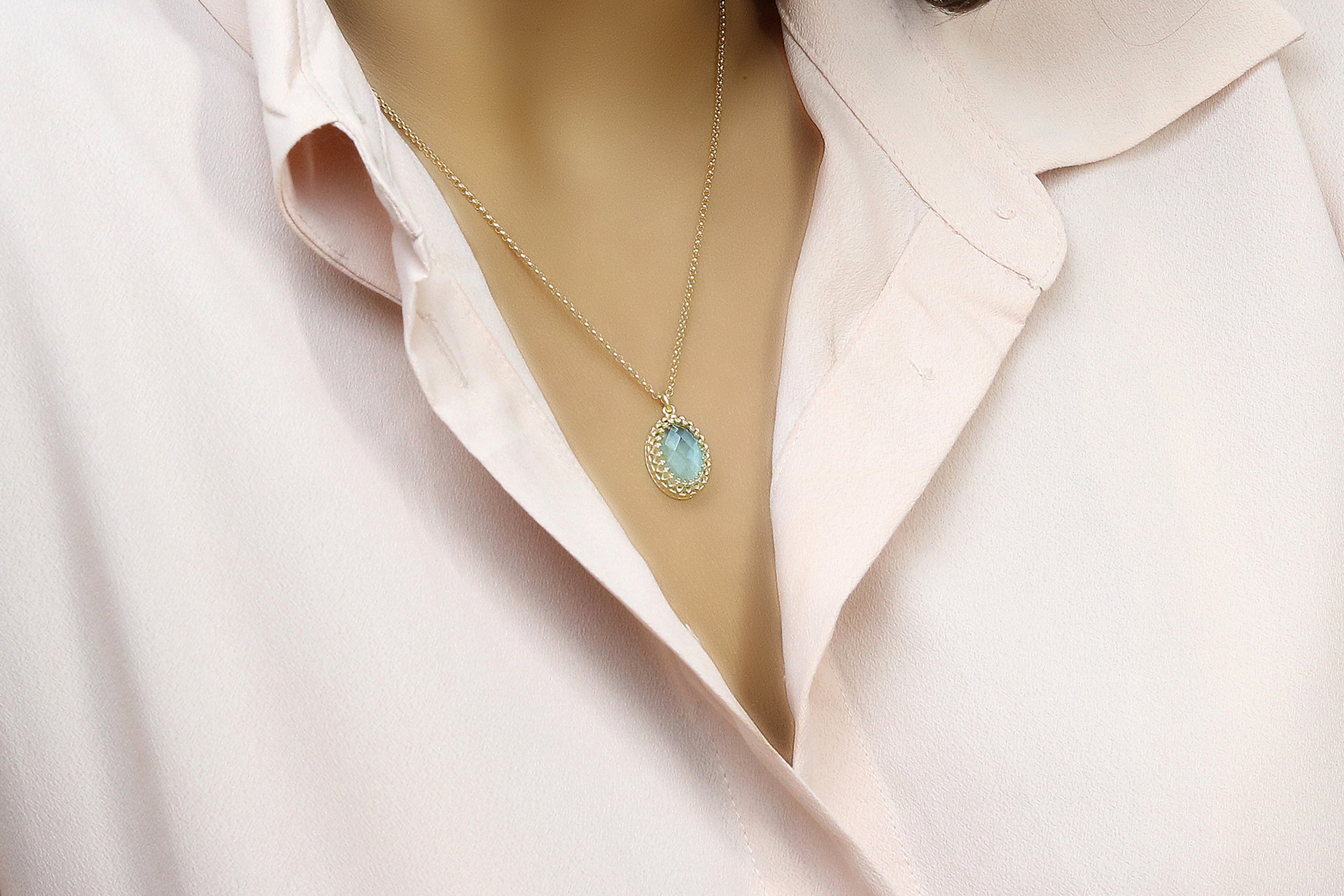 Dainty Topaz Rose Gold Necklace necklaces Anemone Jewelry