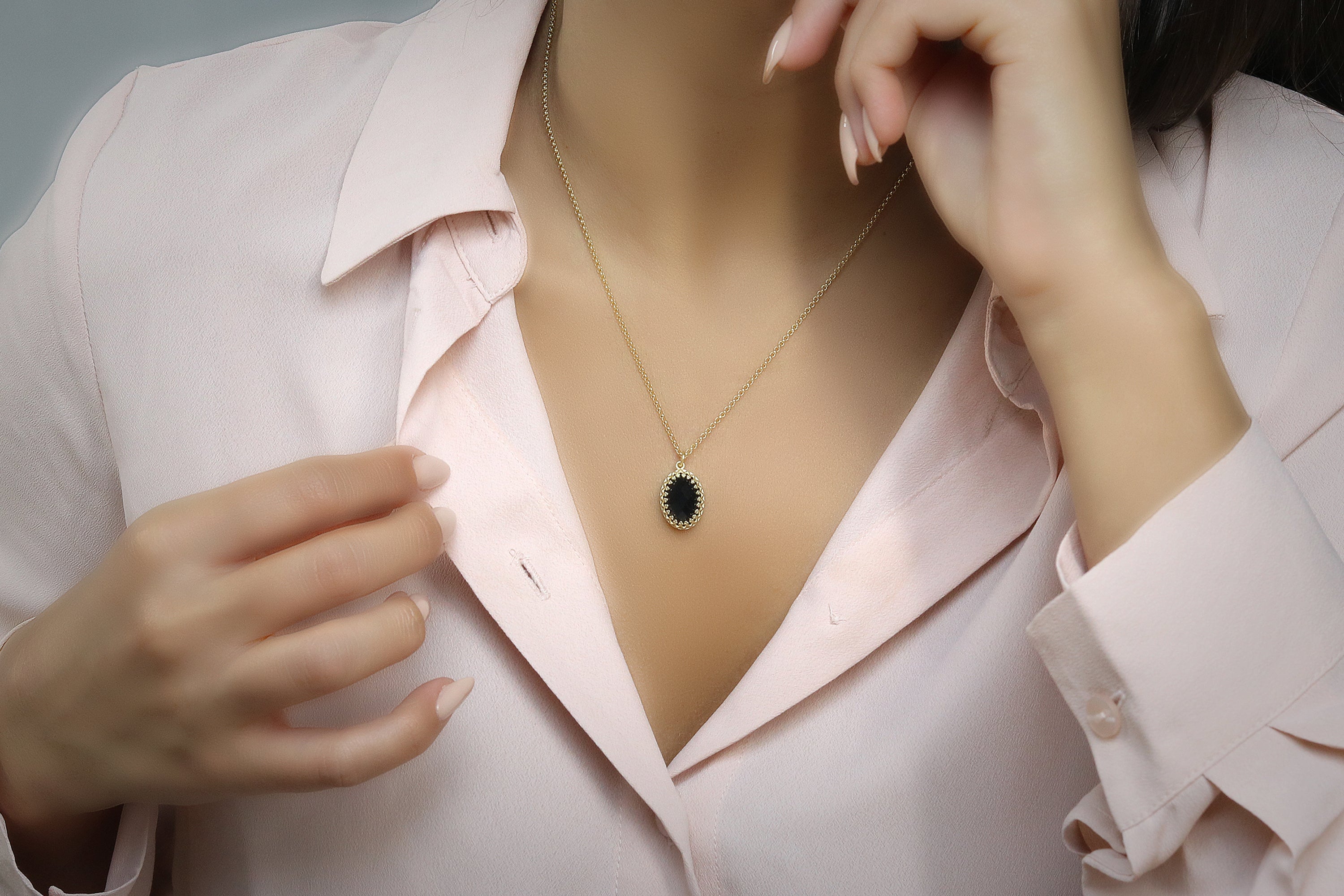 Dainty Black Onyx Necklace necklaces Anemone Jewelry