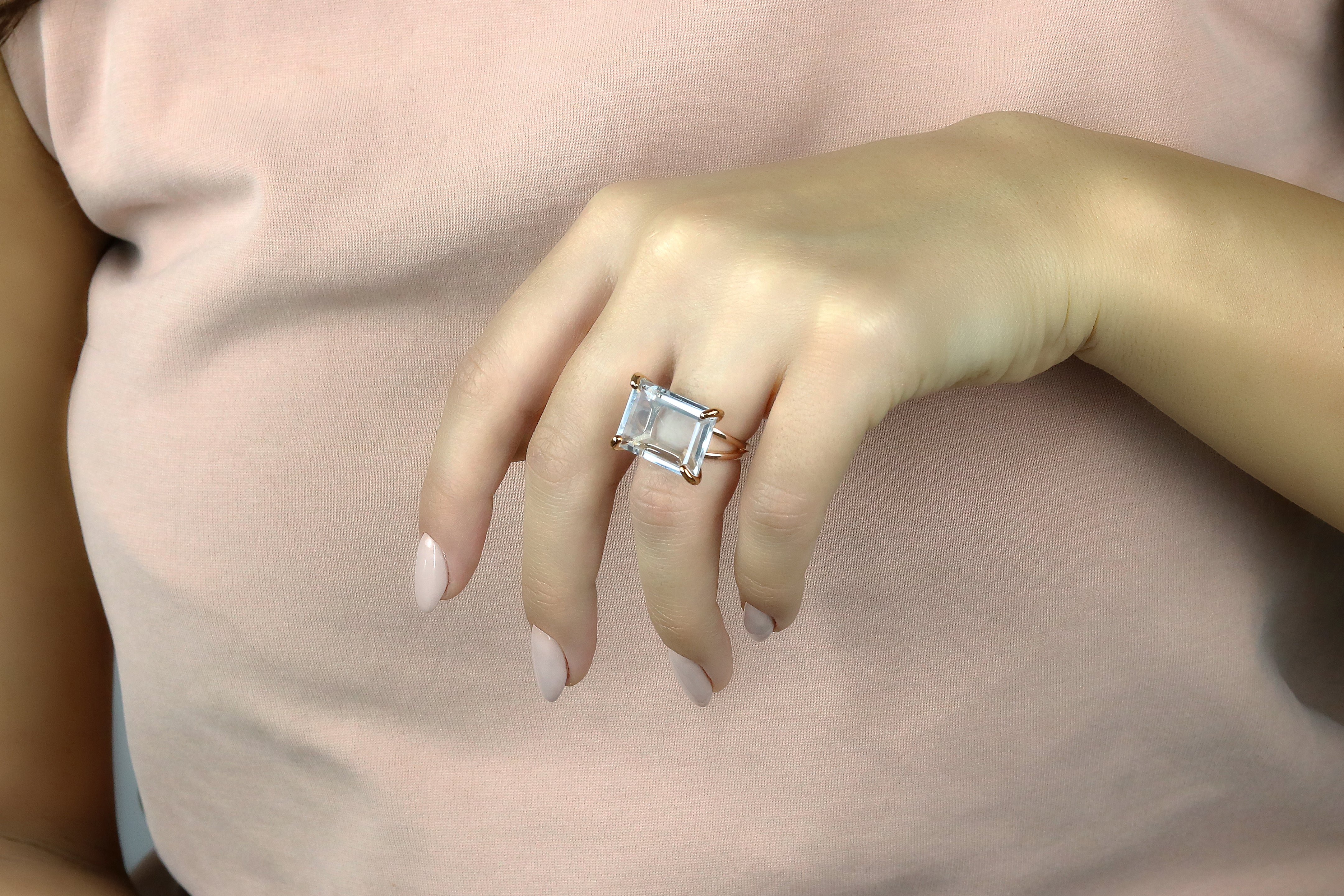 Sophisticated 13x18mm Clear Quartz Sterling Silver Ring Rings Anemone Jewelry