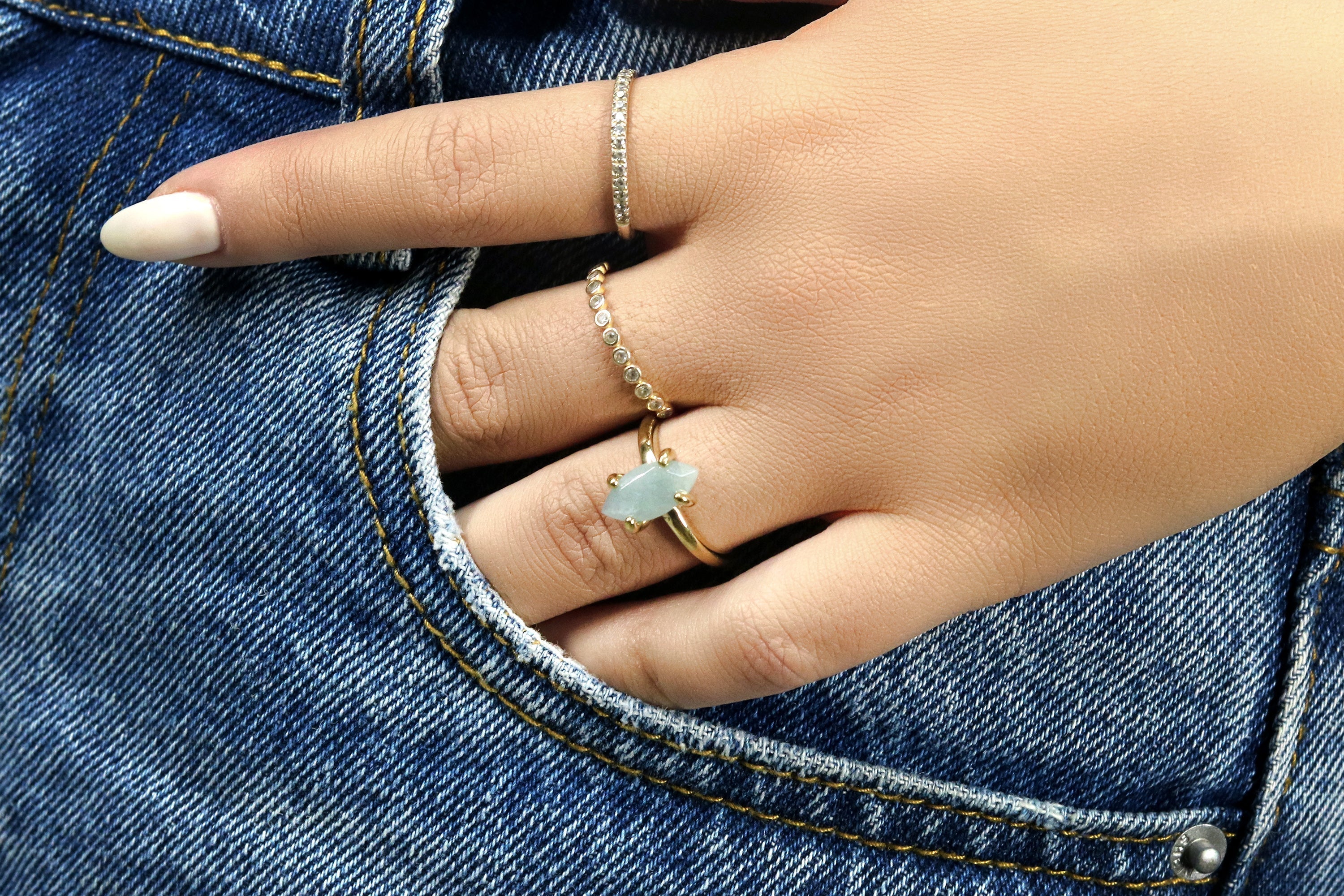 Marquise Shape Aquamarine Gold Filled Ring Rings Anemone Jewelry