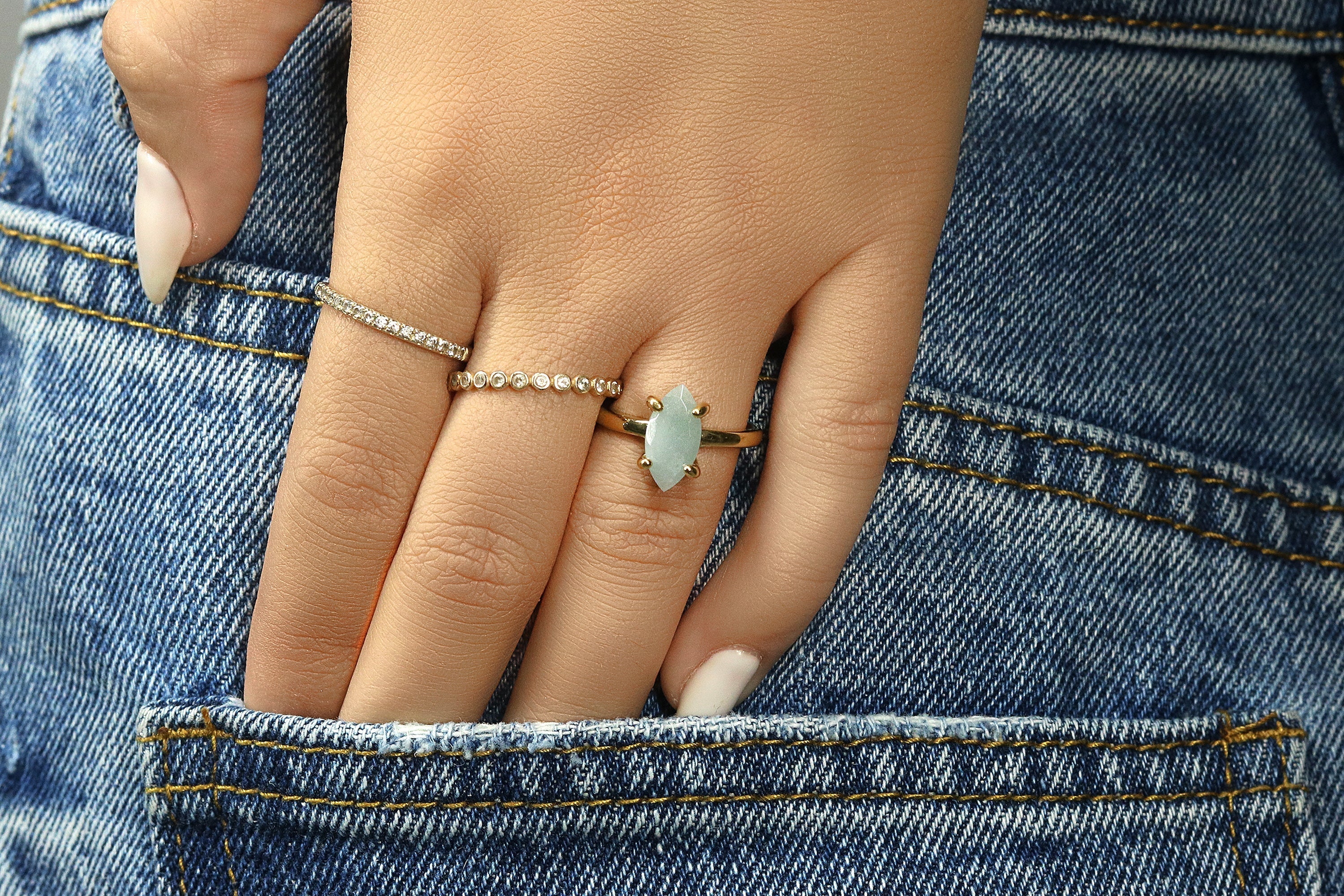 Marquise Shape Aquamarine Gold Filled Ring Rings Anemone Jewelry