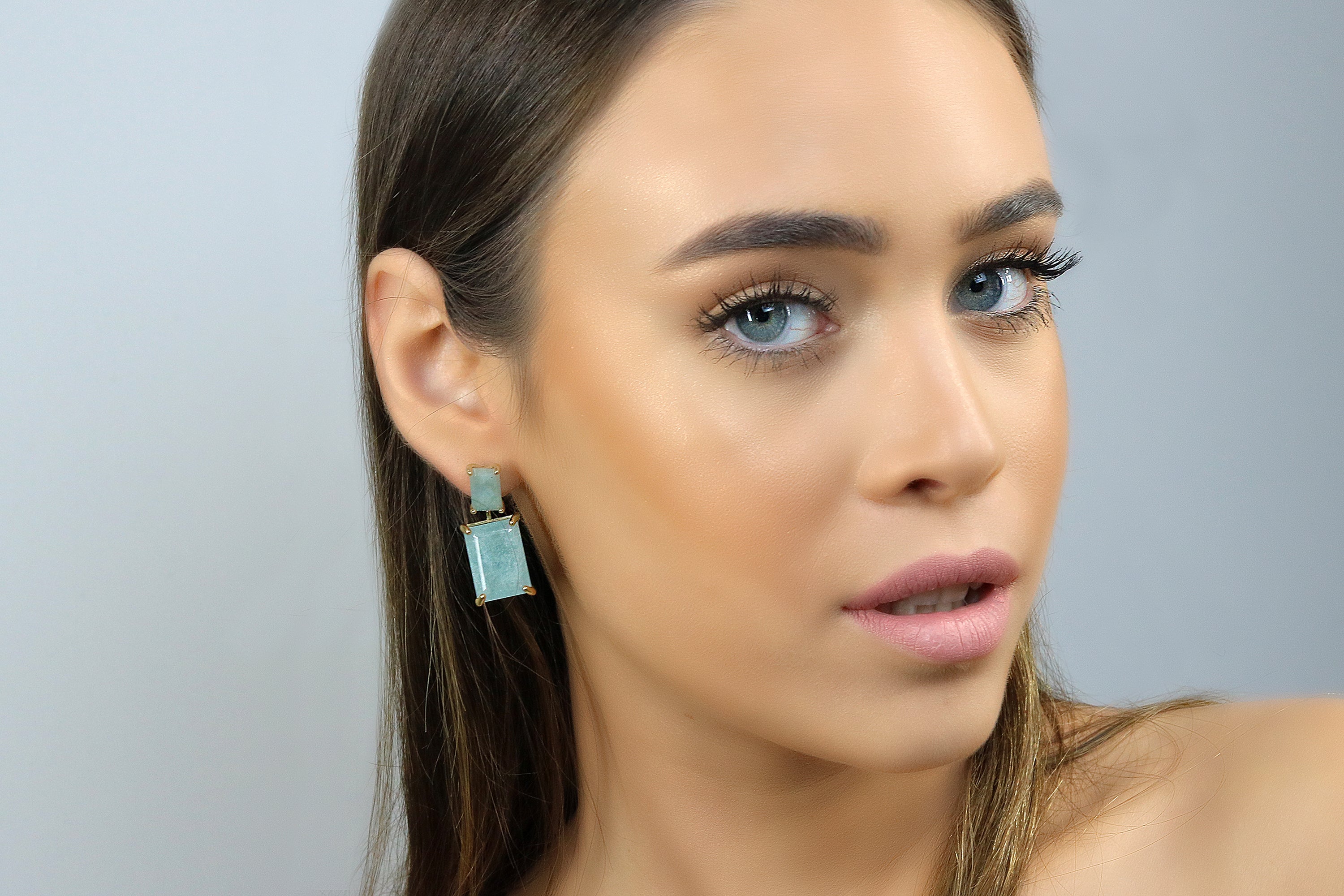 Statement Aquamarine Gold Filled Earrings Earrings Anemone Jewelry