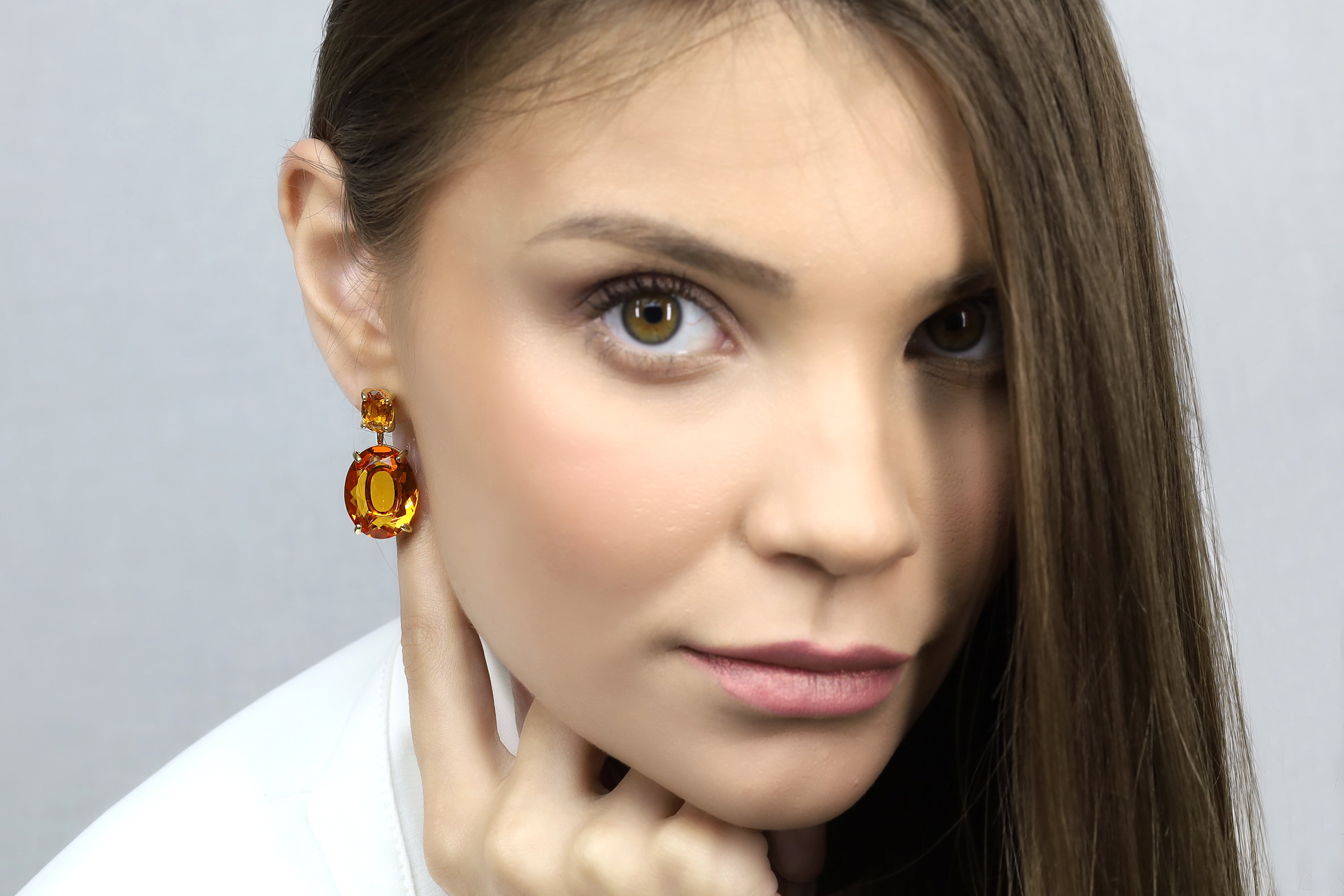 Handmade Multi-Stone Citrine Oval Cut Gold Earrings Earrings Anemone Jewelry