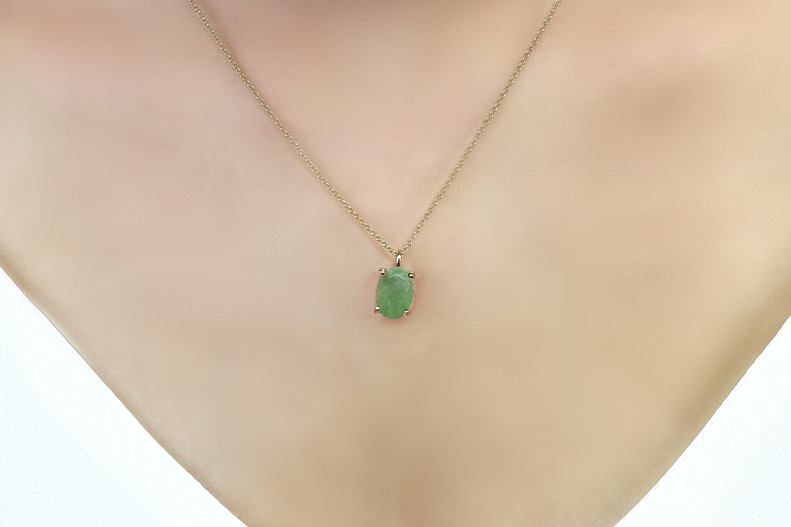 Delicate Oval Aventurine Gold Necklace necklaces Anemone Unique