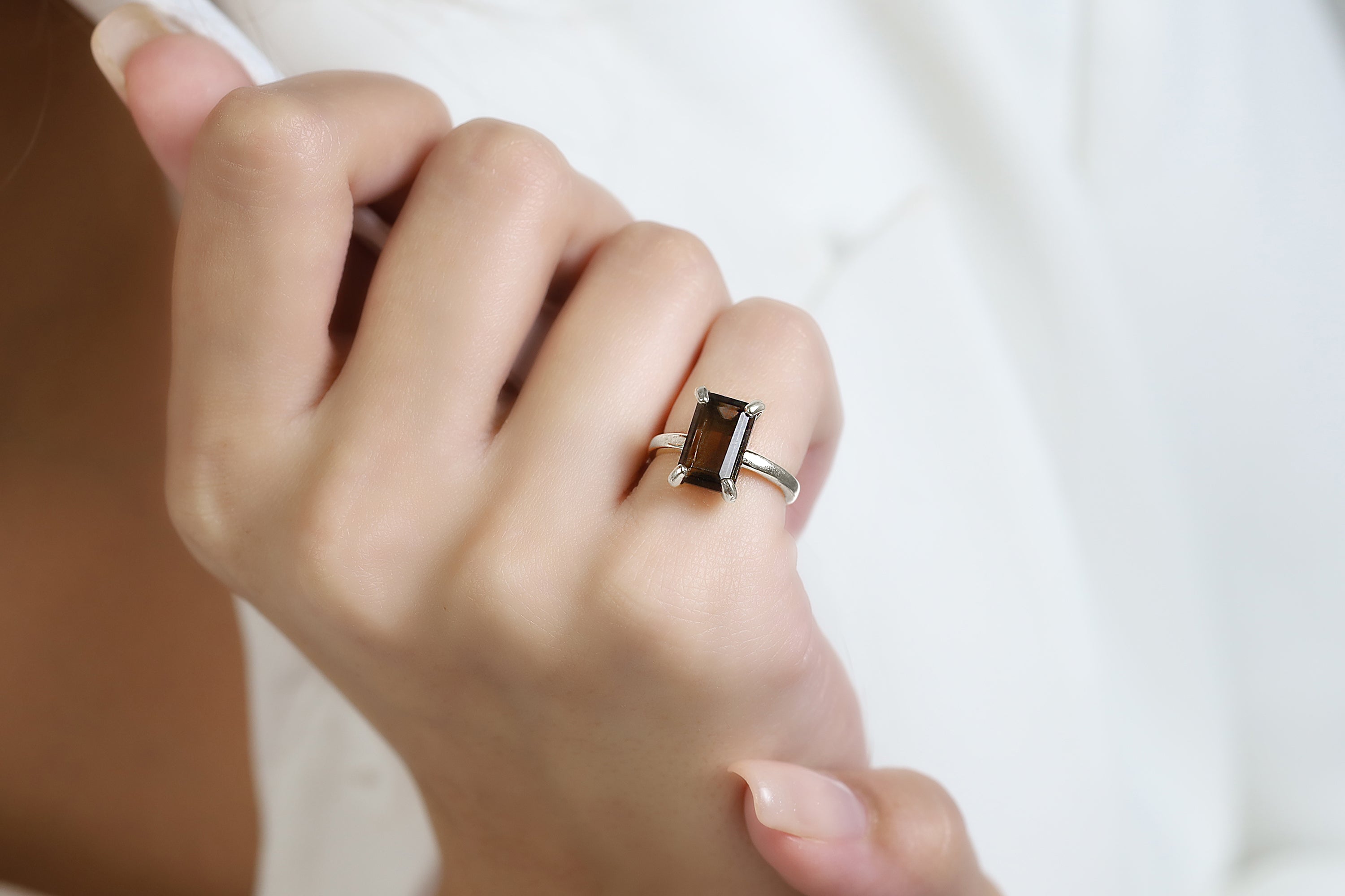 Smoky Quartz Ring in 14K Gold - Custom Ring for Engagement, Birthdays, Anniversaries and Other Celebrations - Handmade Quartz Rings for Women Rings Anemone Unique