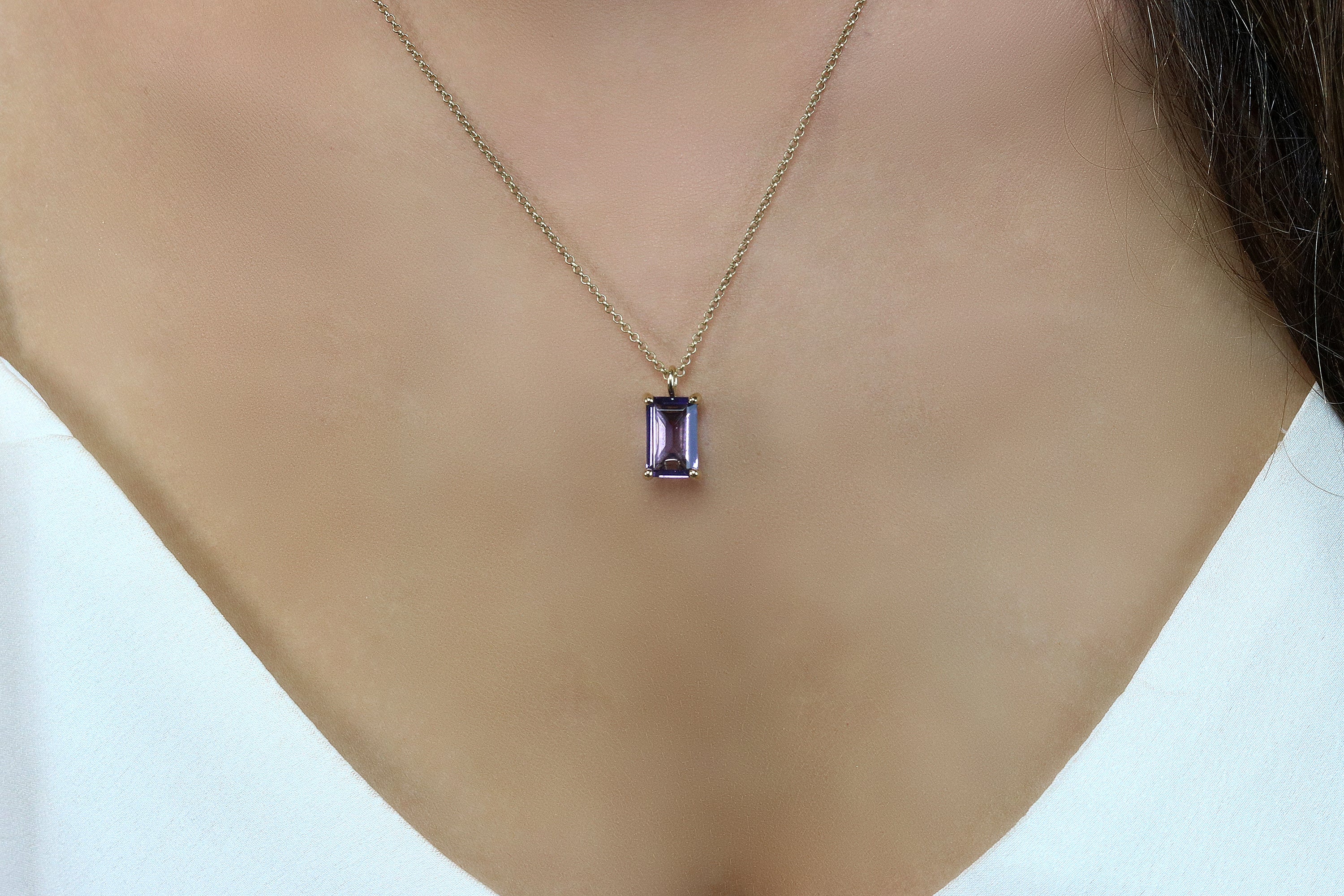 Amethyst Necklace in Gold necklaces Anemone Unique