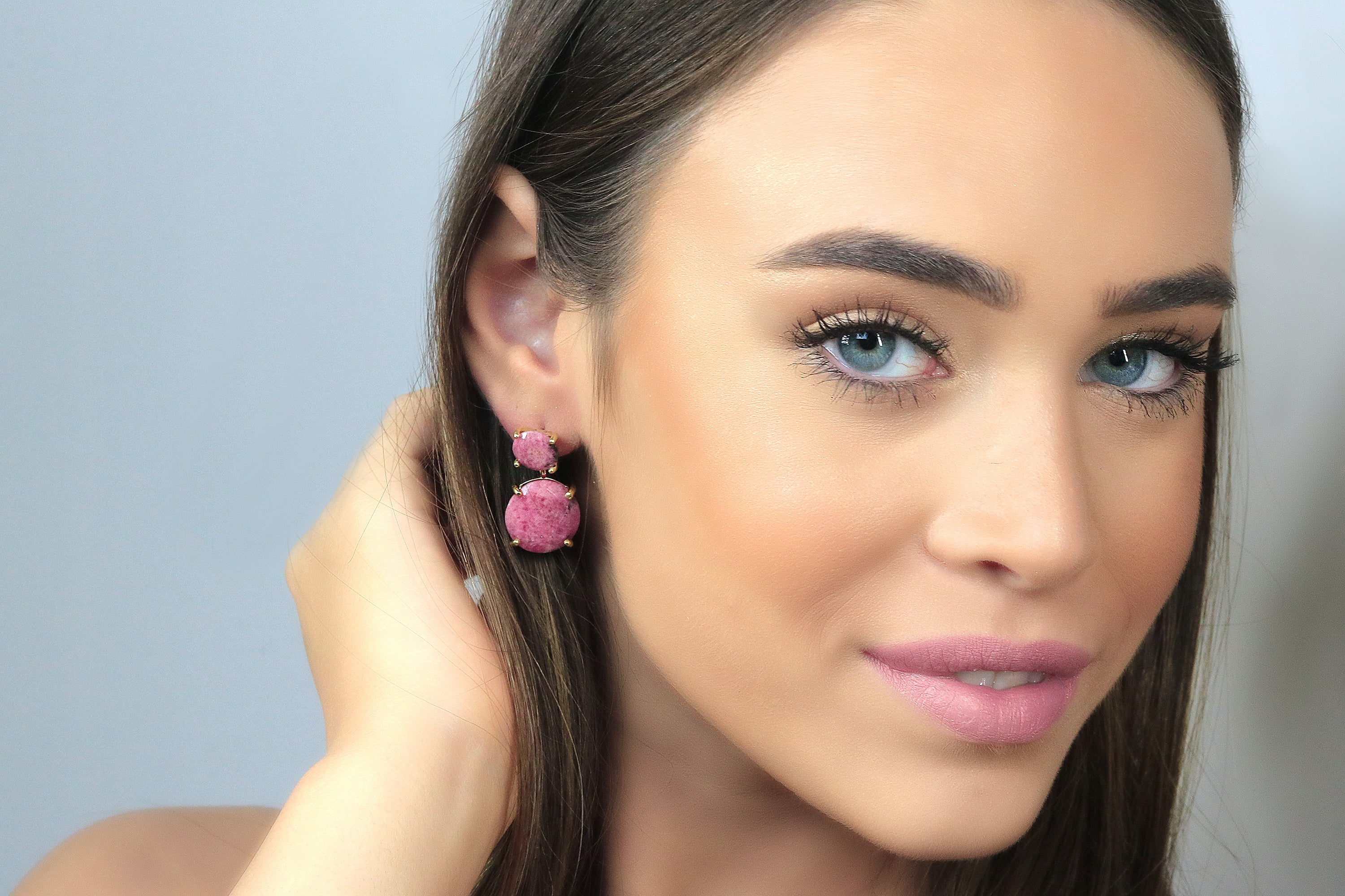 Round Rhodonite Silver Jewelry Earrings Earrings Anemone Jewelry