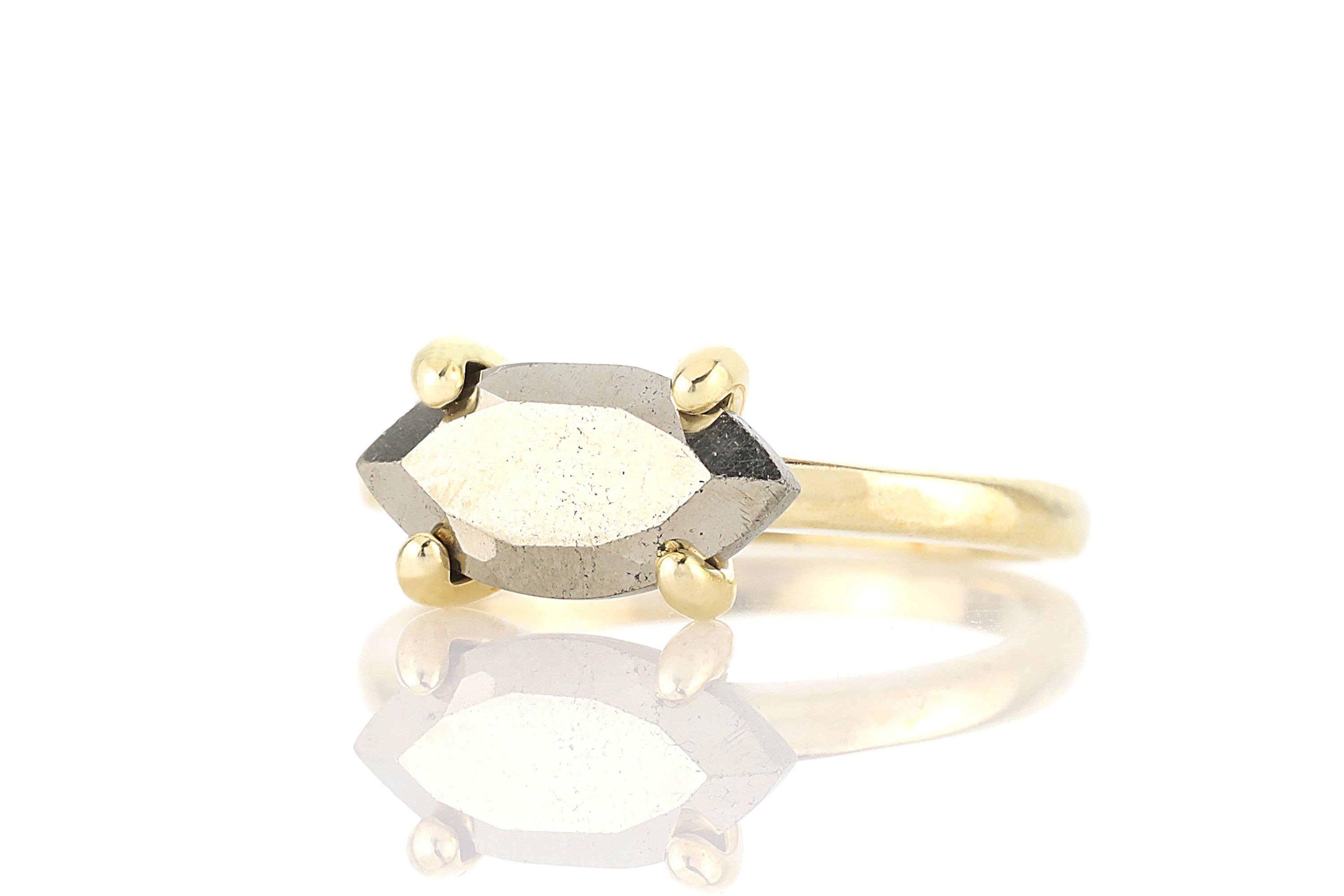 Dainty Sterling Silver Pyrite Ring Rings Anemone Unique