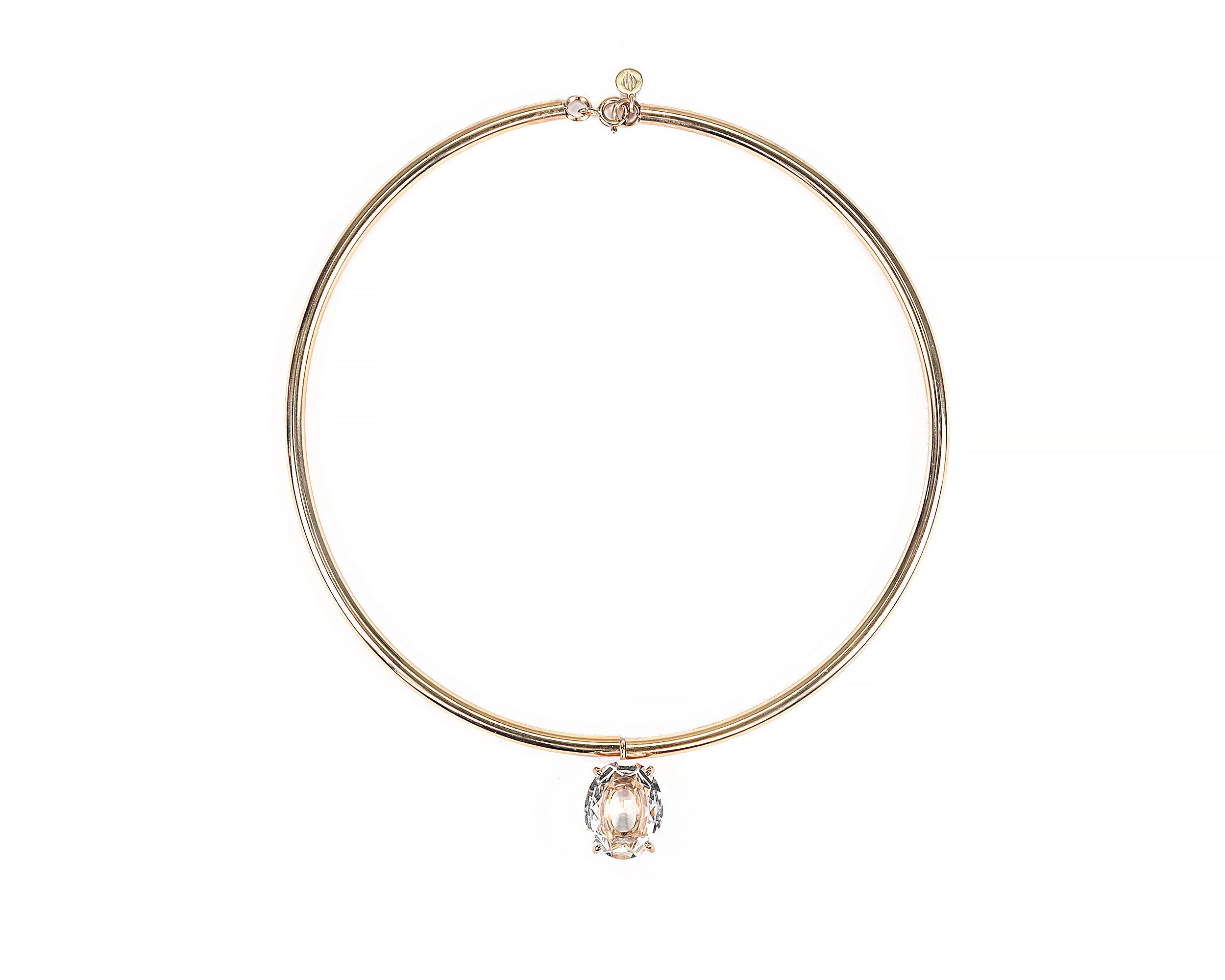 Crystal Quartz Oval Gold Tribal Necklace necklaces Anemone Jewelry