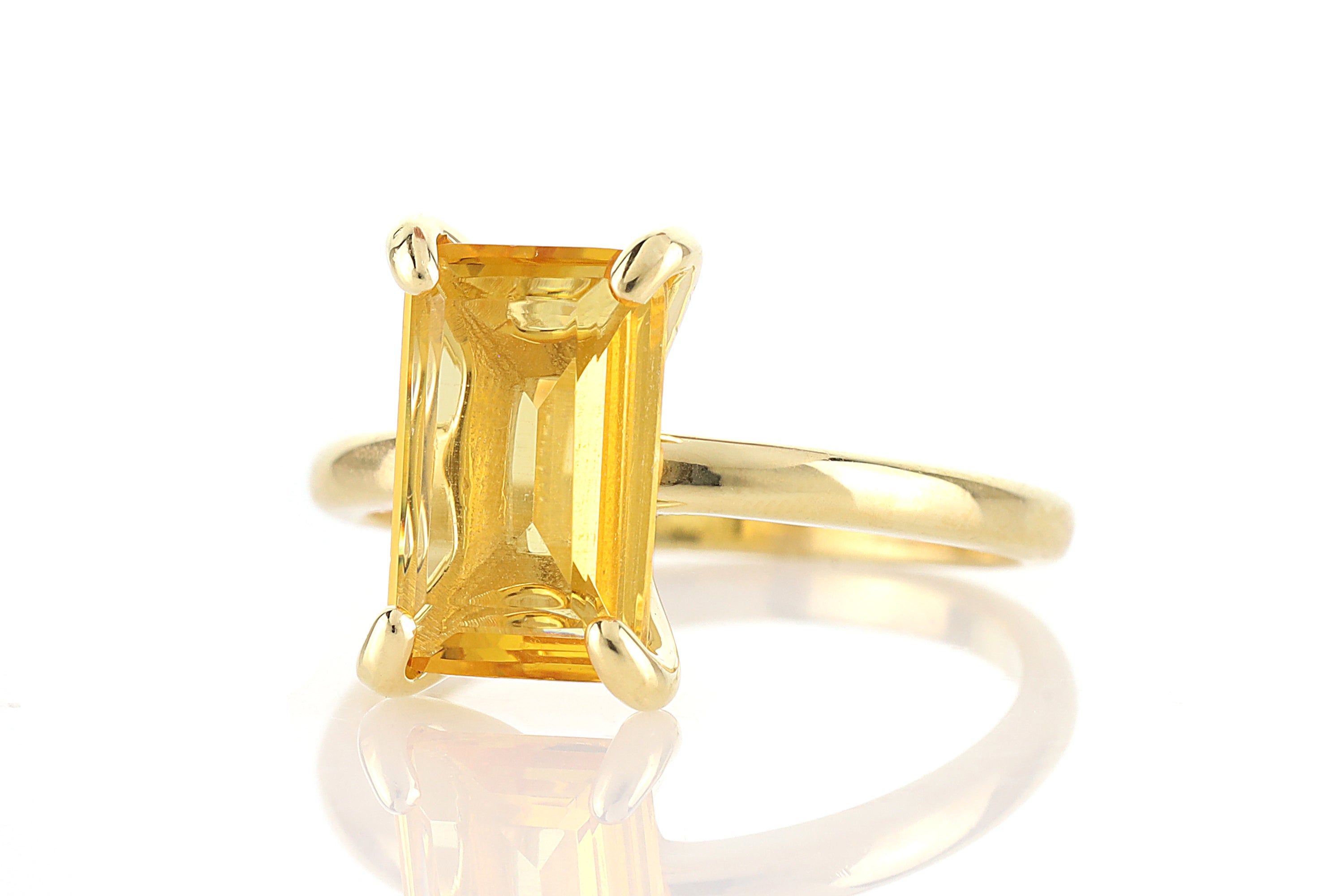Single Citrine Stone Ring in Sterling Silver Rings Anemone Unique