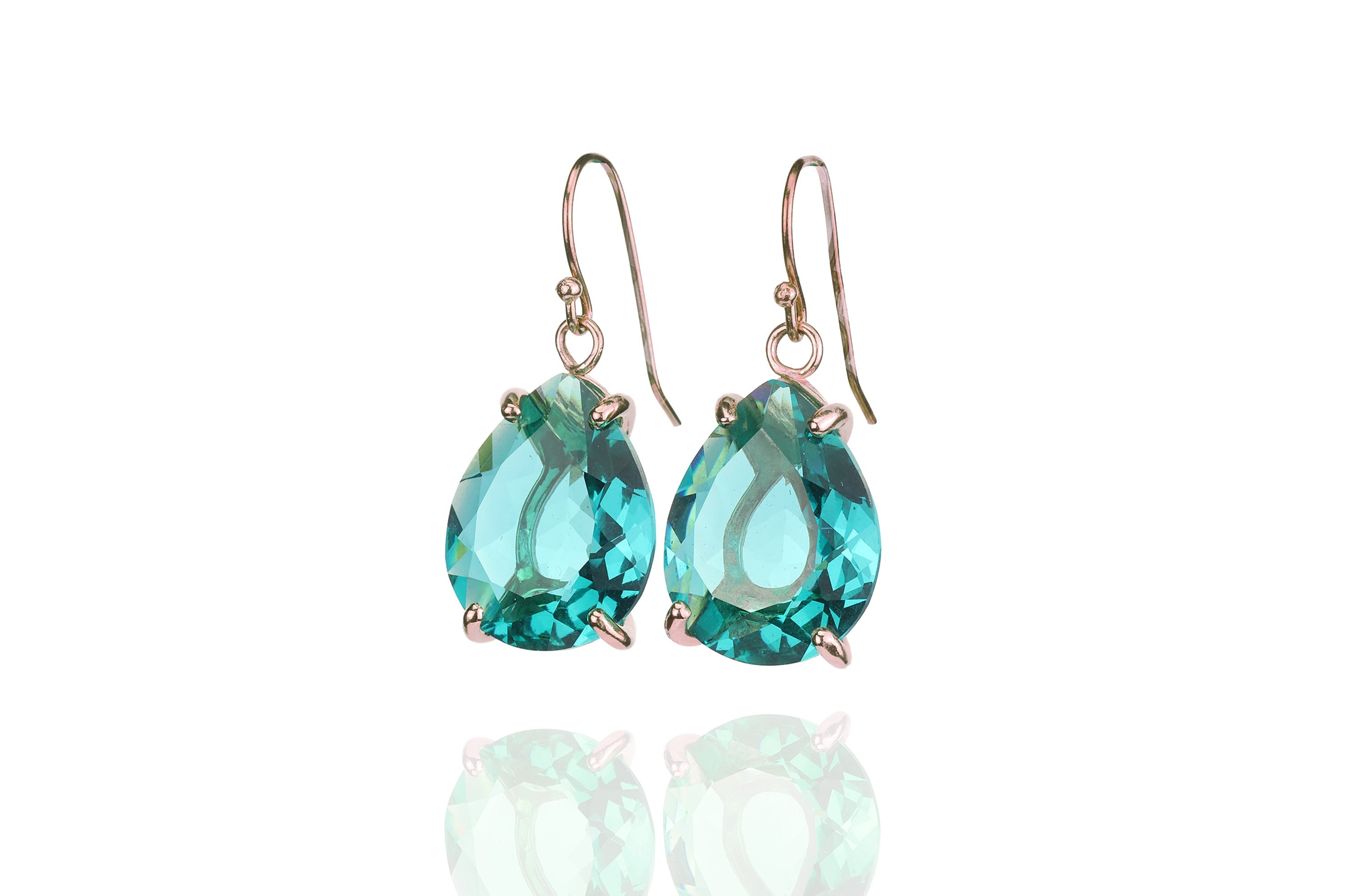 Pear Cut Blue Tourmaline Gold Earrings Earrings Anemone Jewelry