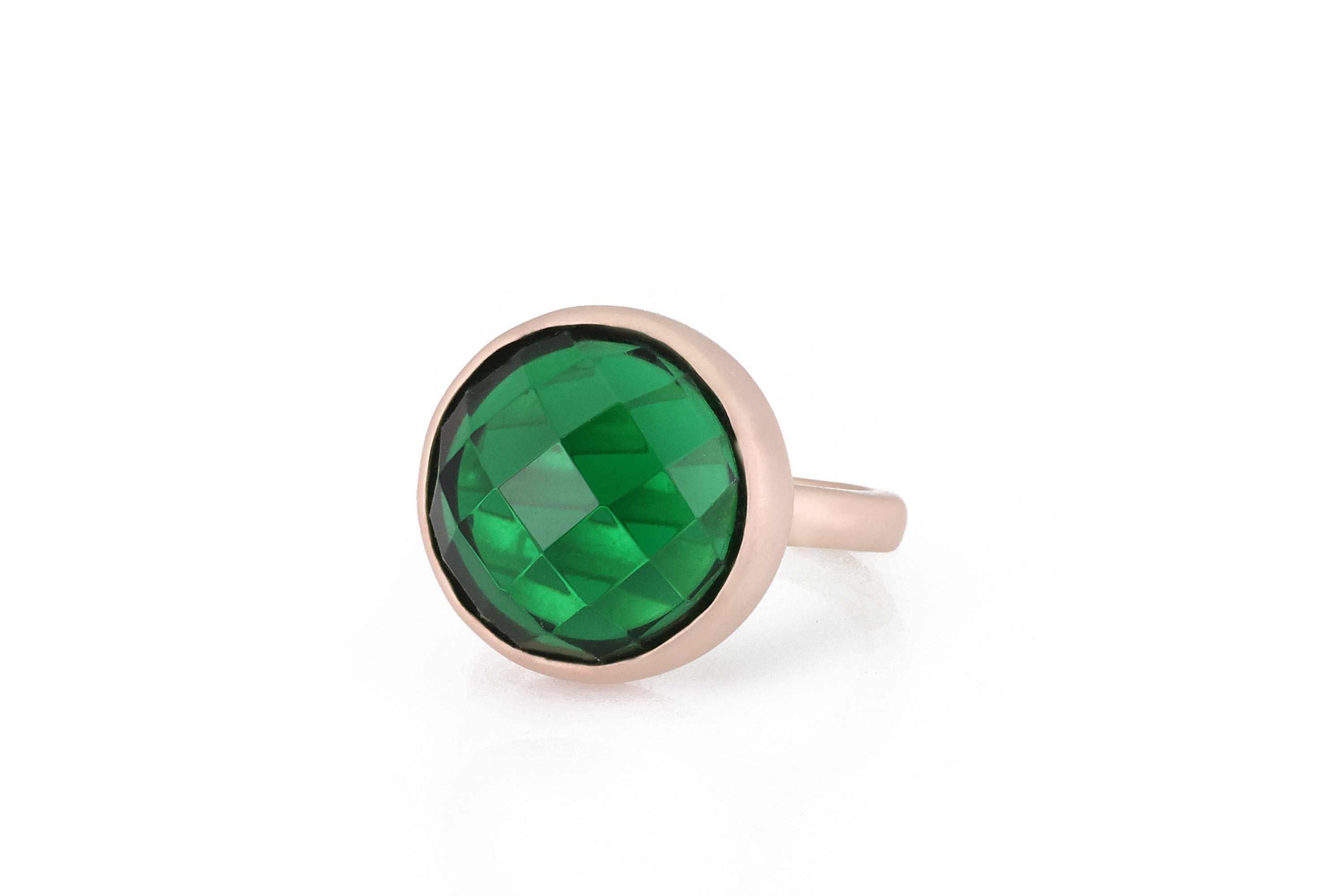 Round 16mm Emerald Gold Statement Ring Rings Anemone Limited