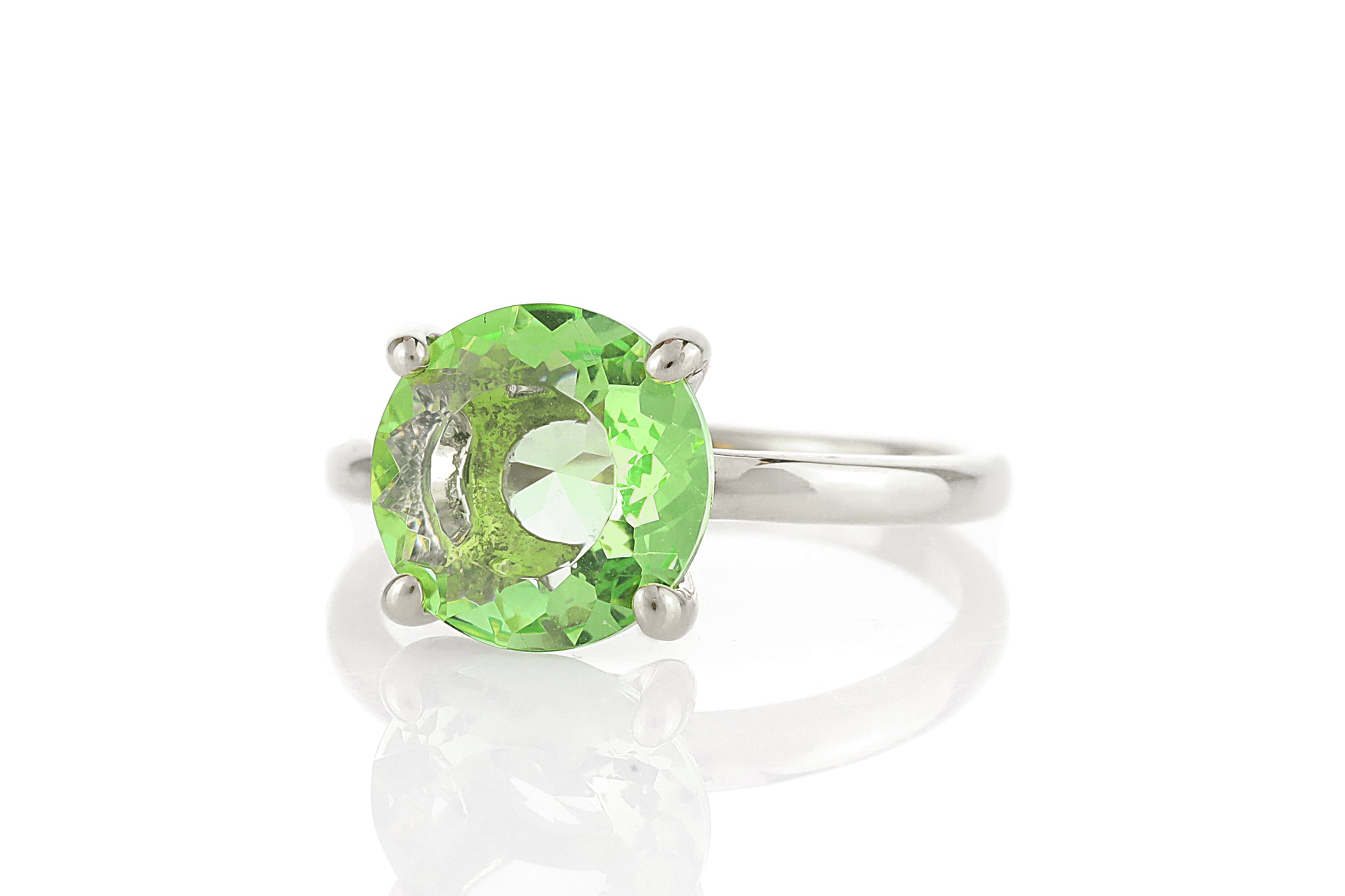 Solitaire Gold Ring with Green Tourmaline Gemstone Rings Anemone Unique