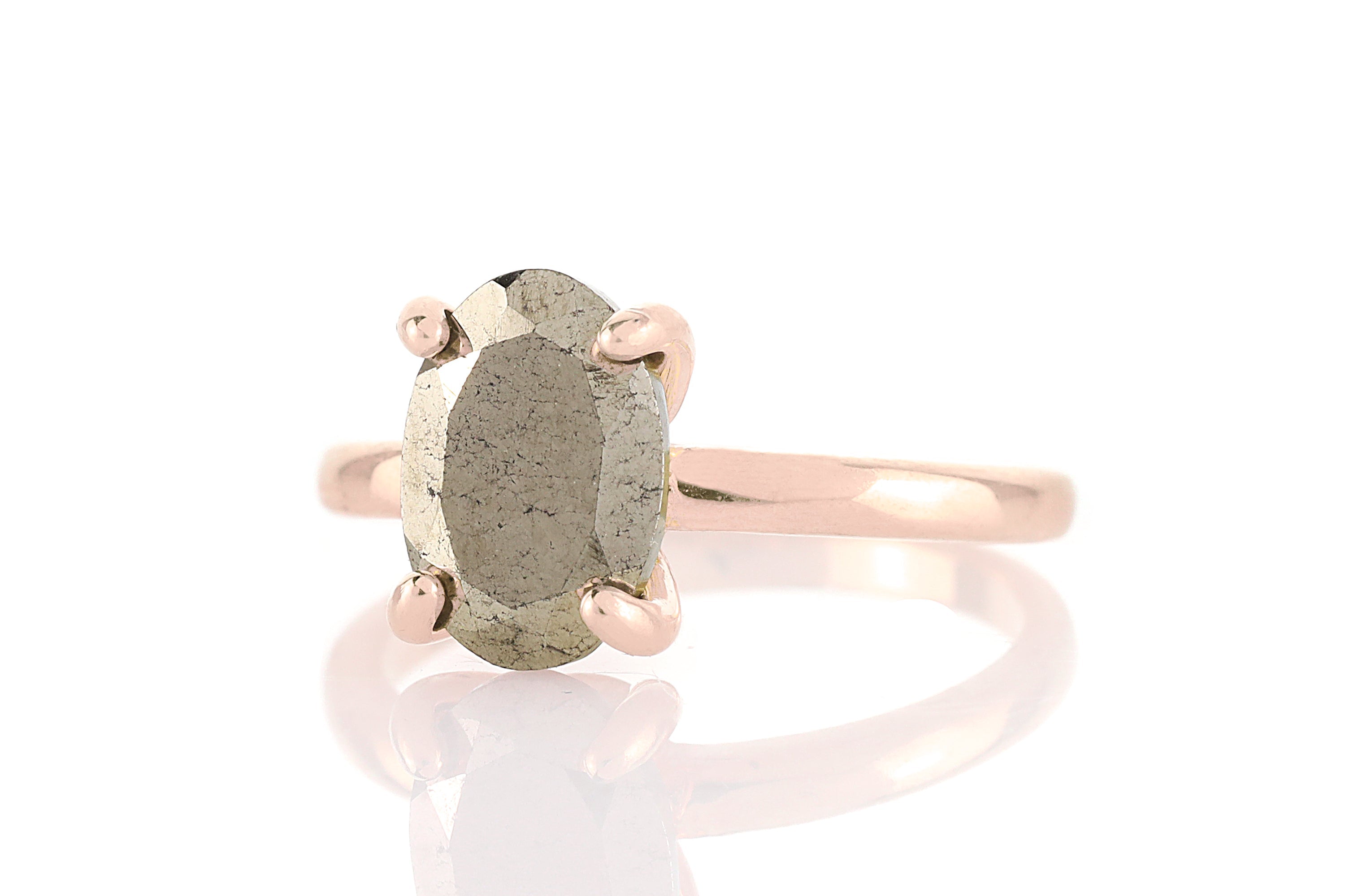 Delicate Pyrite Crystal Stone Ring in Gold Rings Anemone Unique