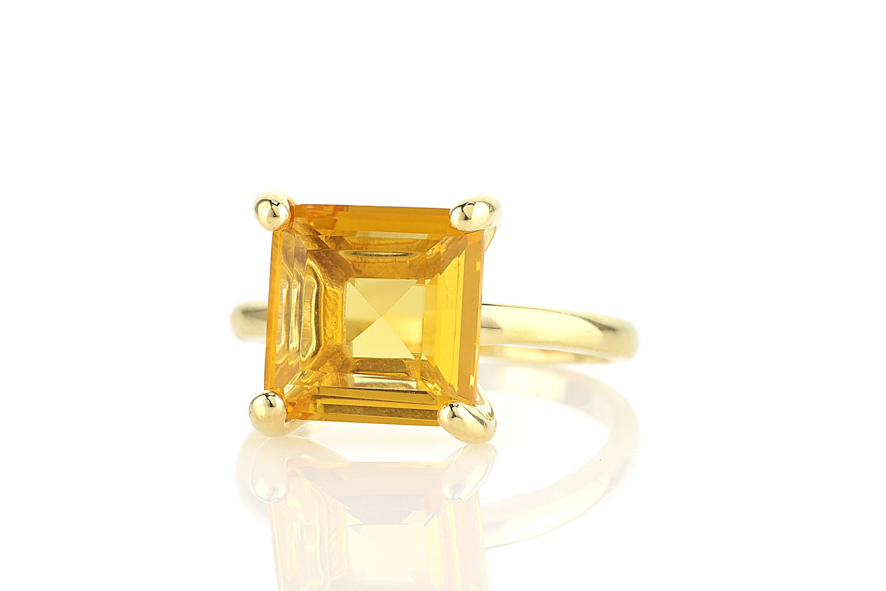 Yellow Citrine Ring in Rose Gold Rings Anemone Unique